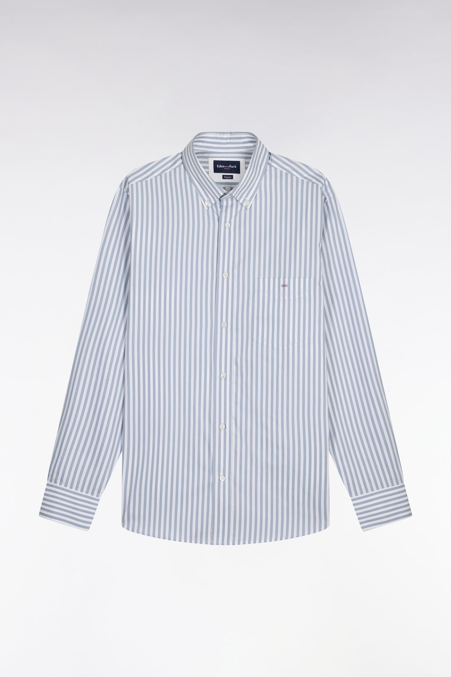 Chemise en coton bleu à rayures bâtons