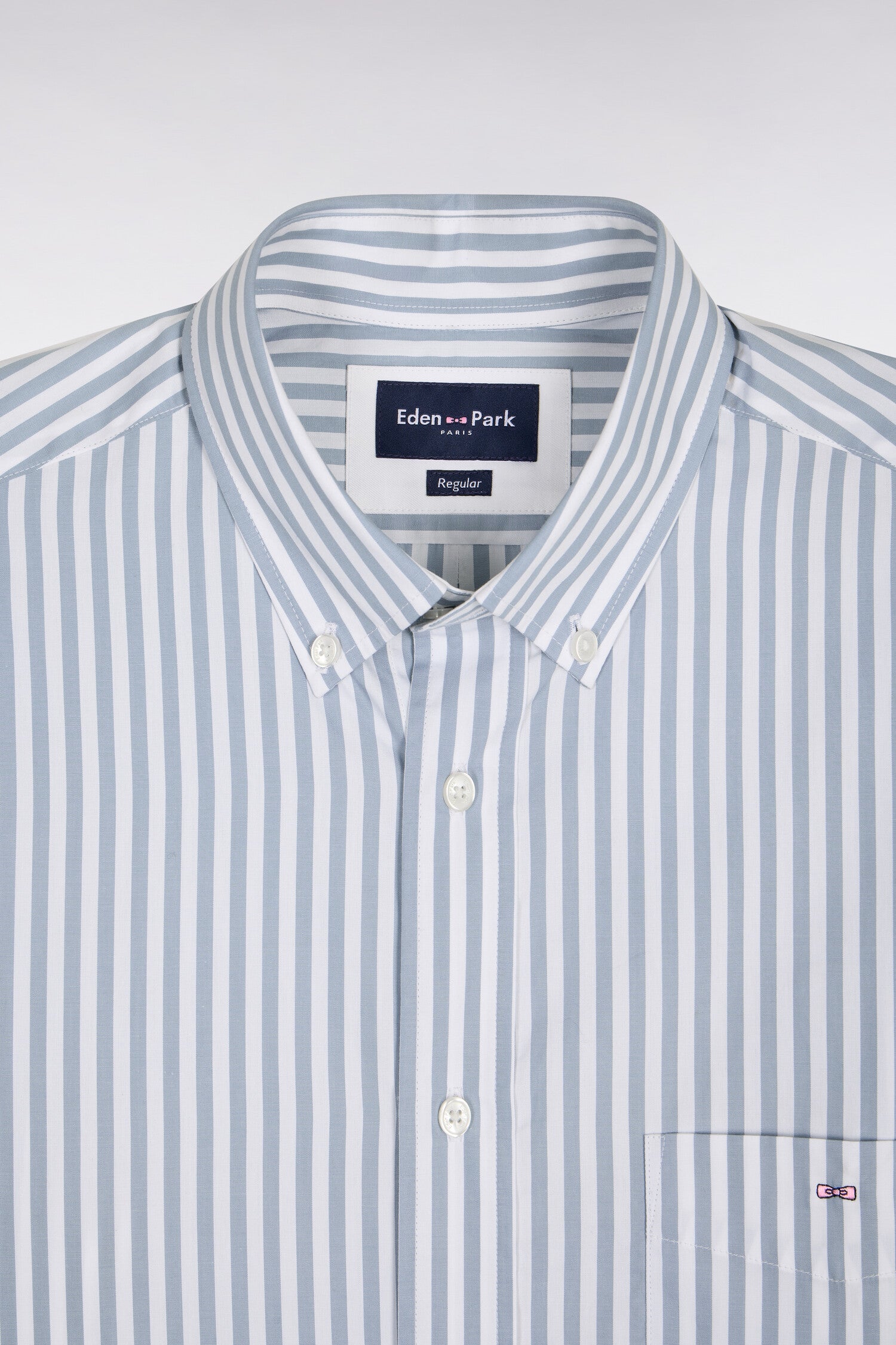 Chemise en coton bleu à rayures bâtons
