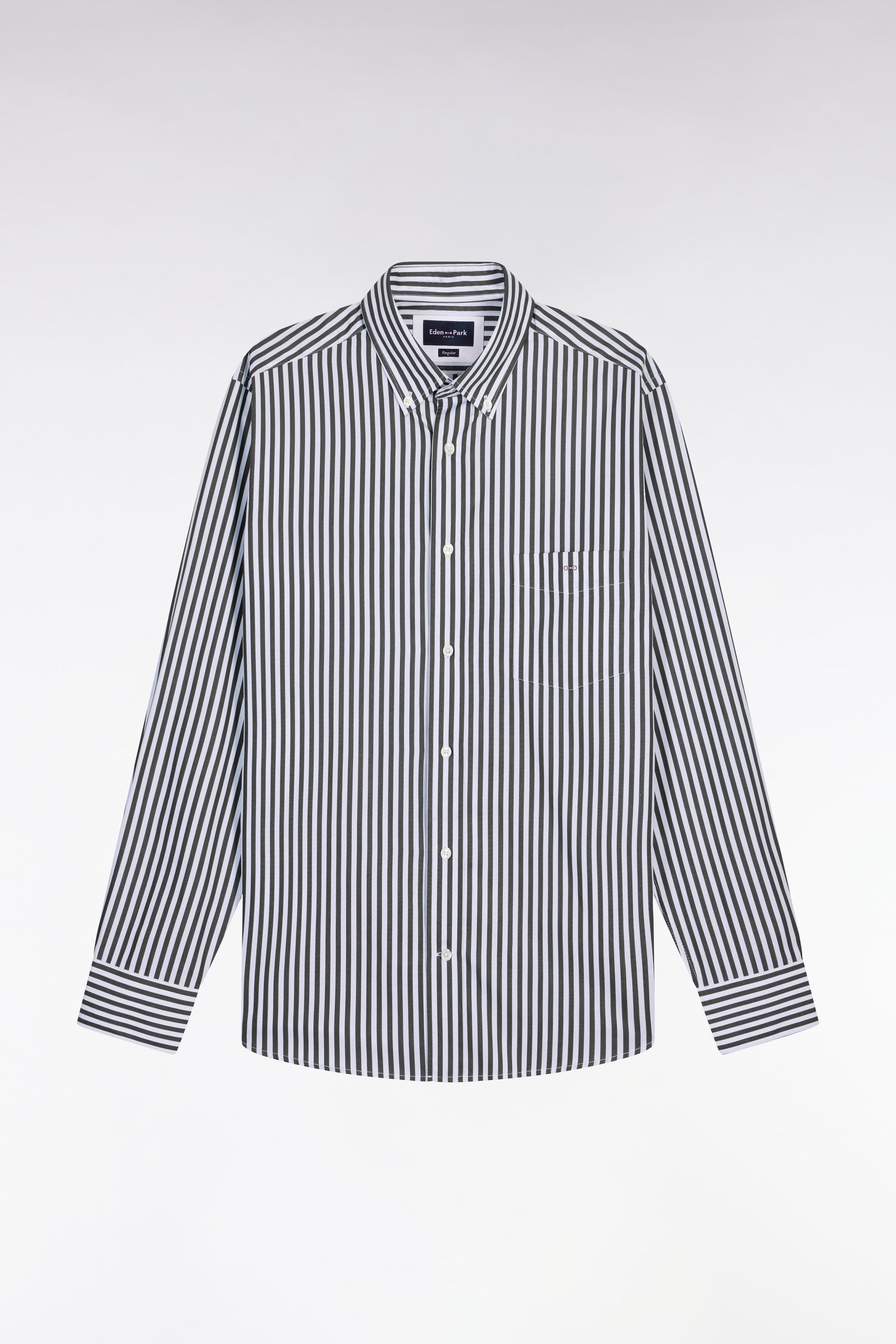 camicia in cotone blu navy a righe bâtons