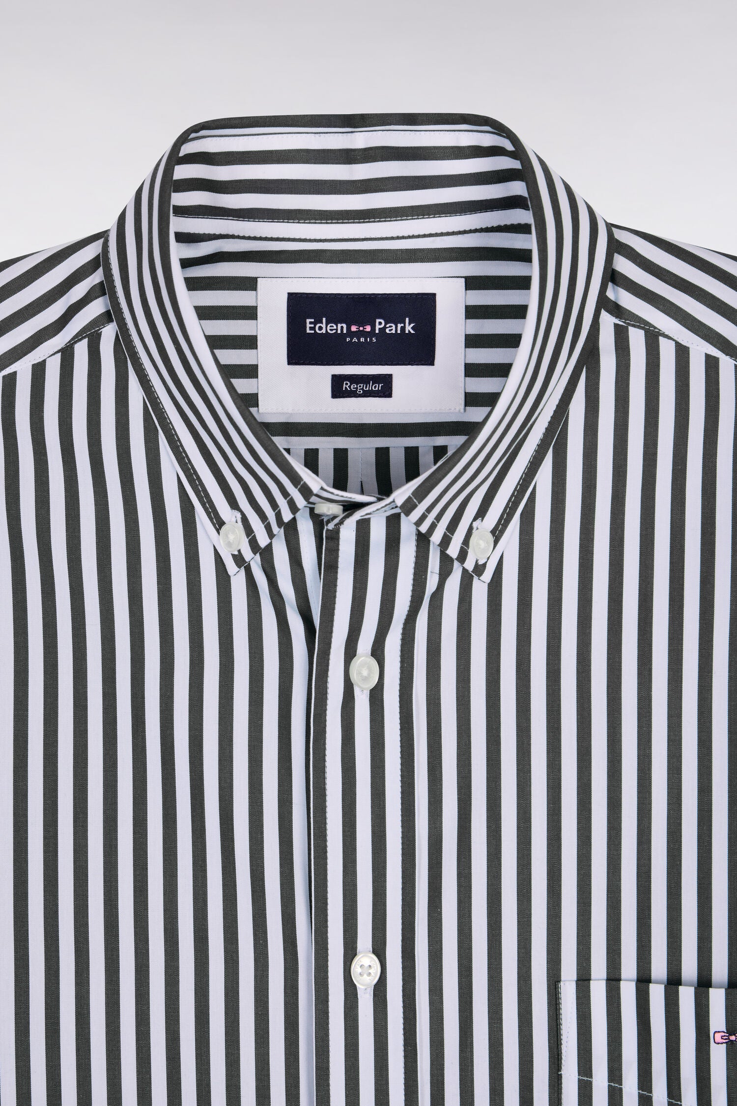 camicia in cotone blu navy a righe bâtons
