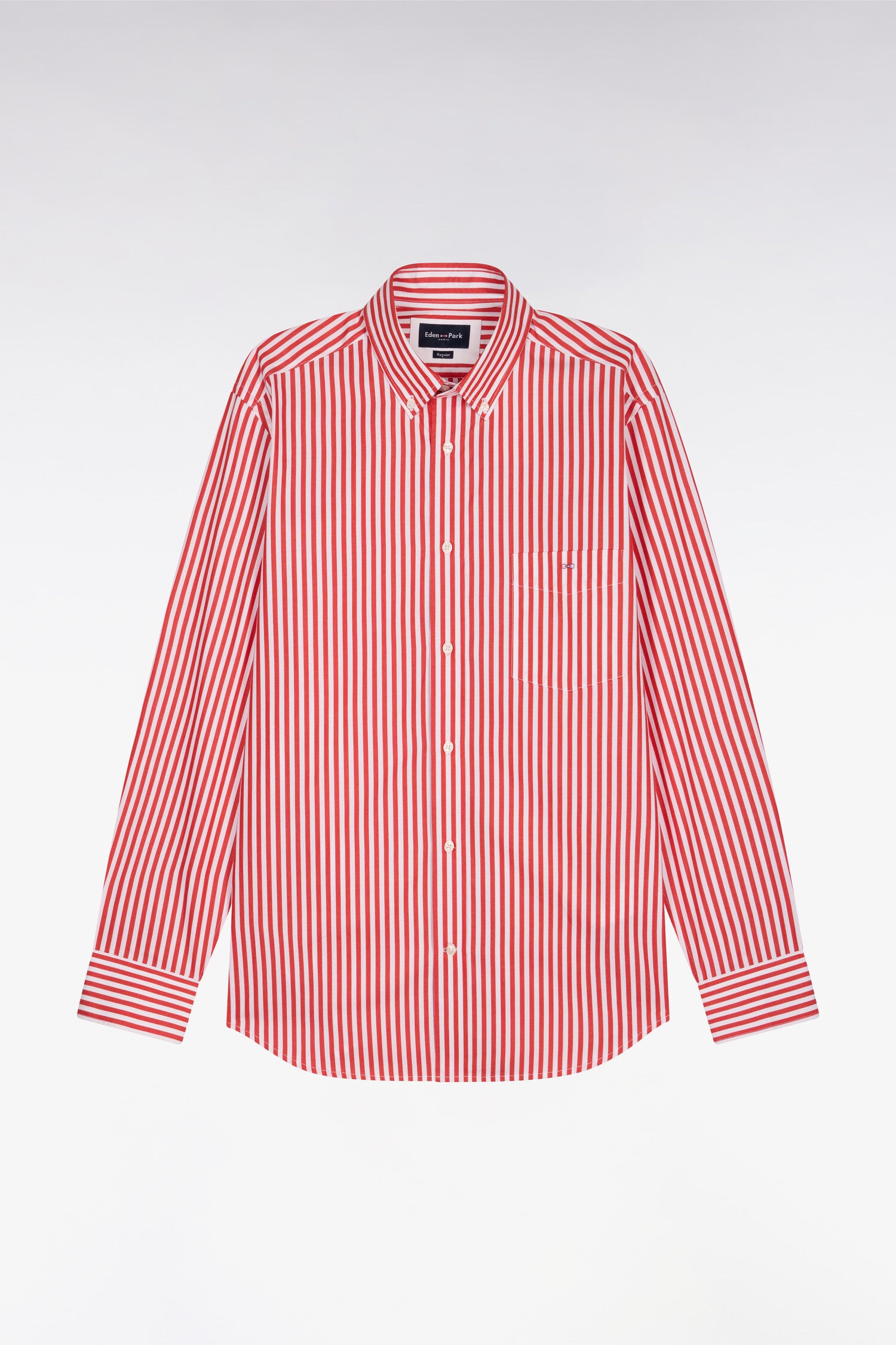 Chemise en coton rouge à rayures bâtons