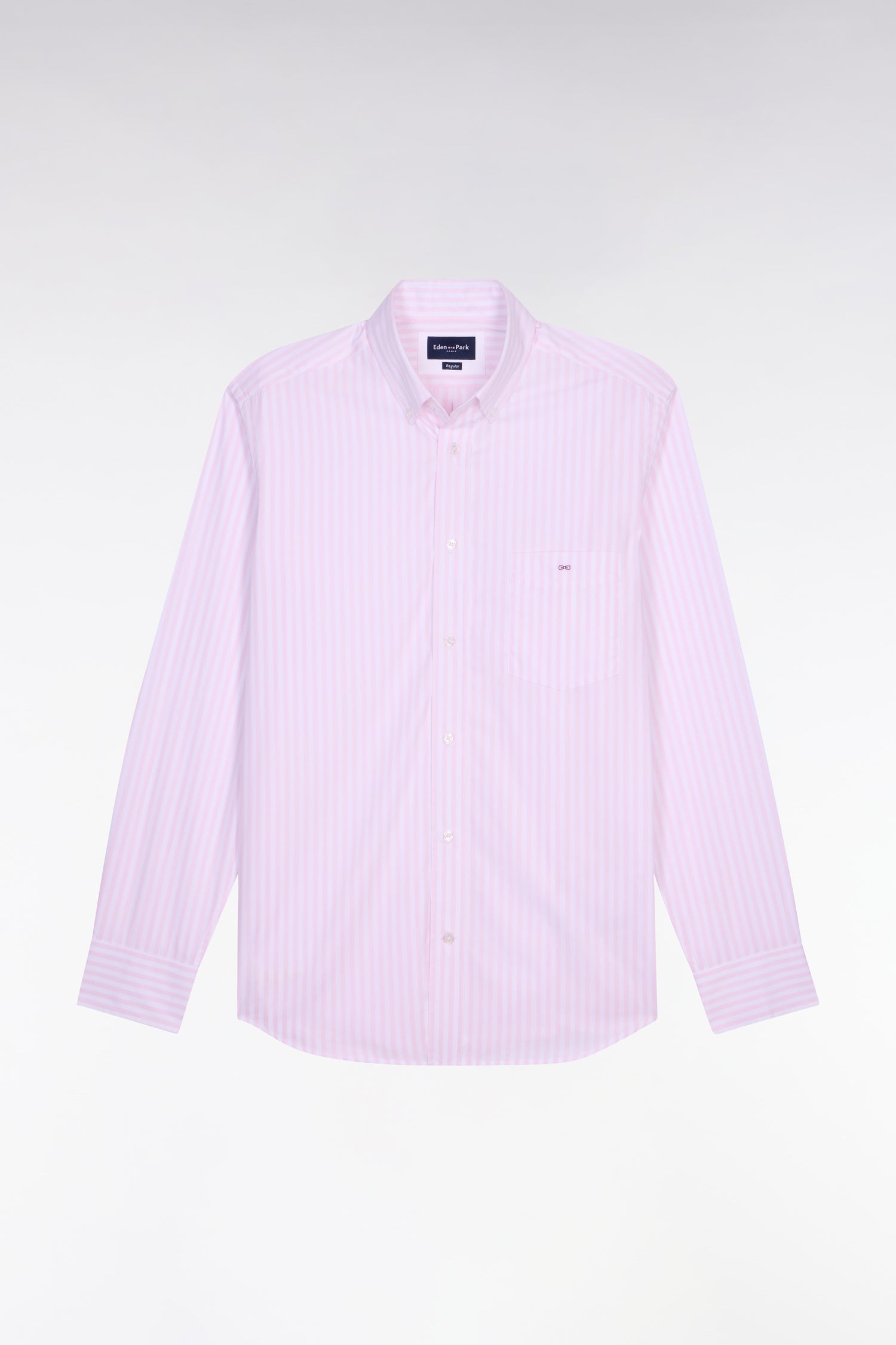 Chemise en coton rose à rayures bâtons