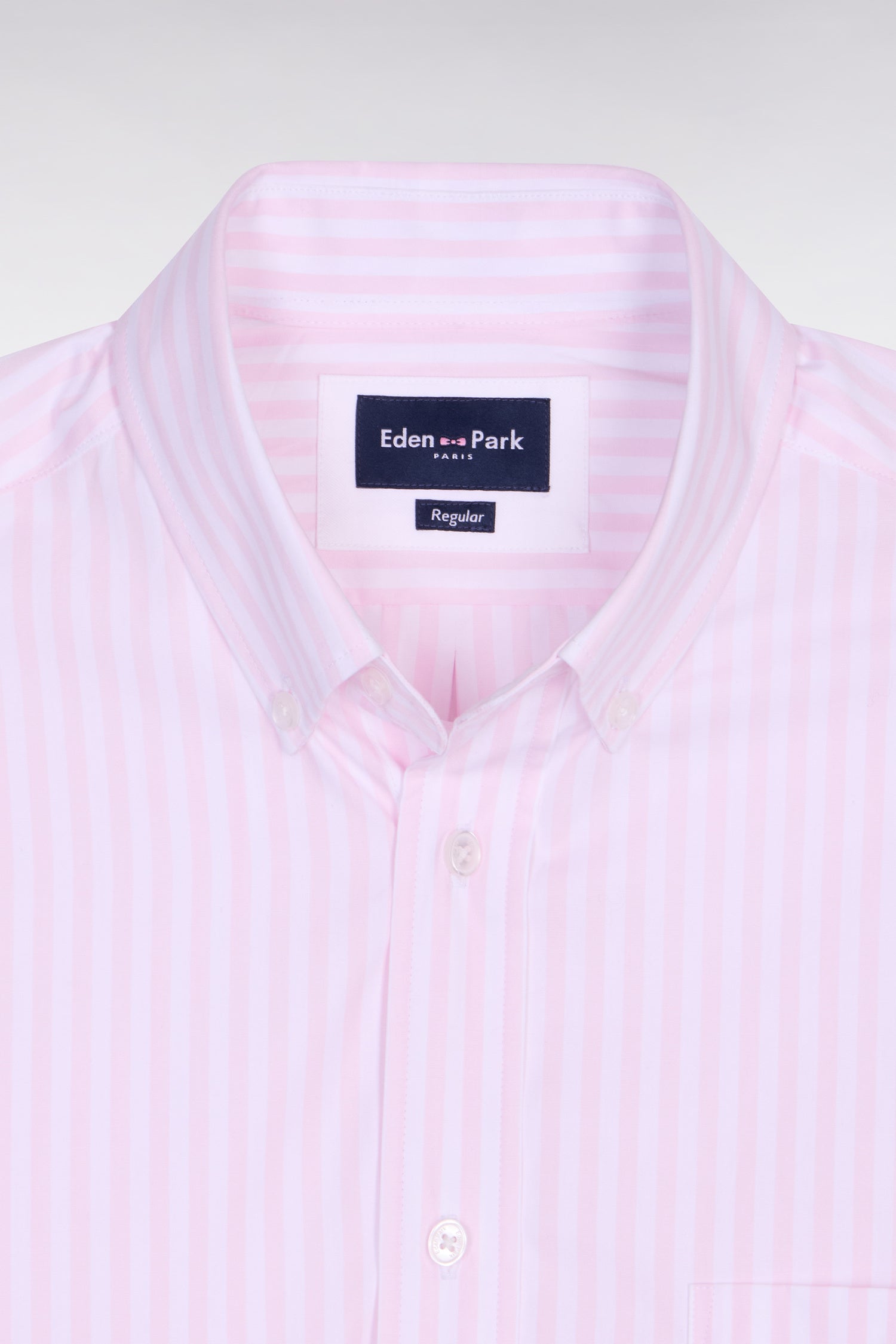 Chemise en coton rose à rayures bâtons