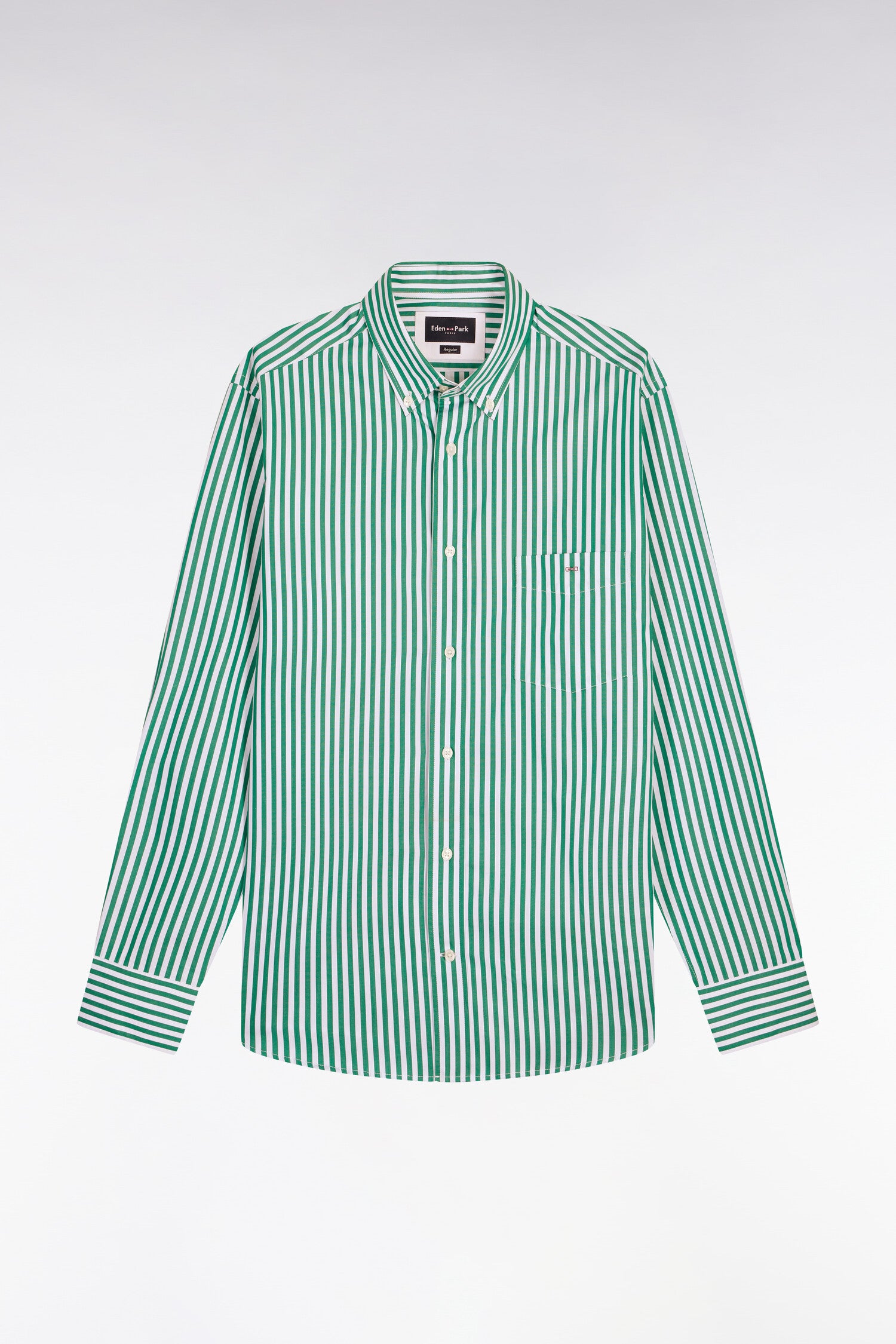Chemise en coton vert à rayures bâtons