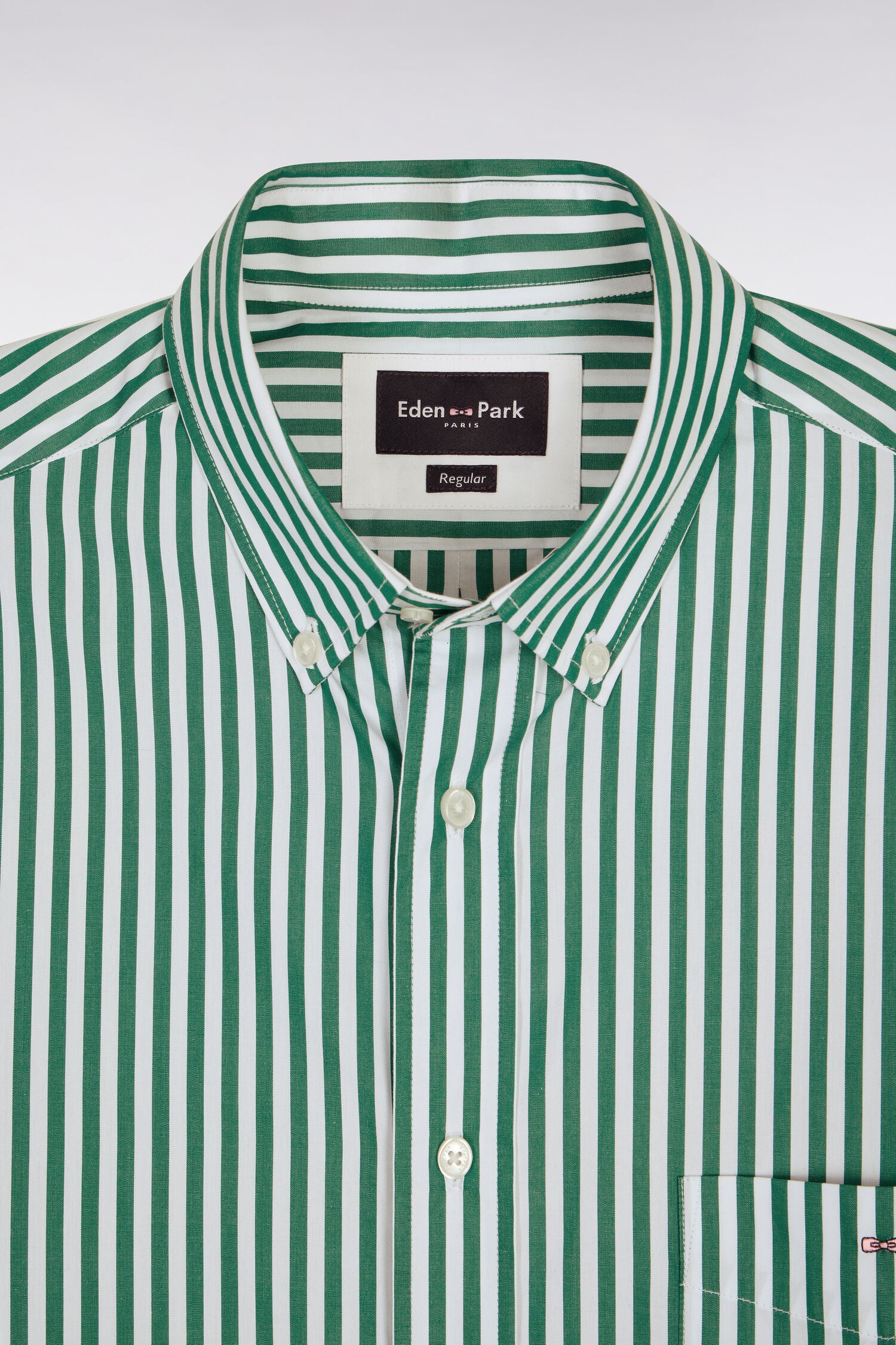 Chemise en coton vert à rayures bâtons