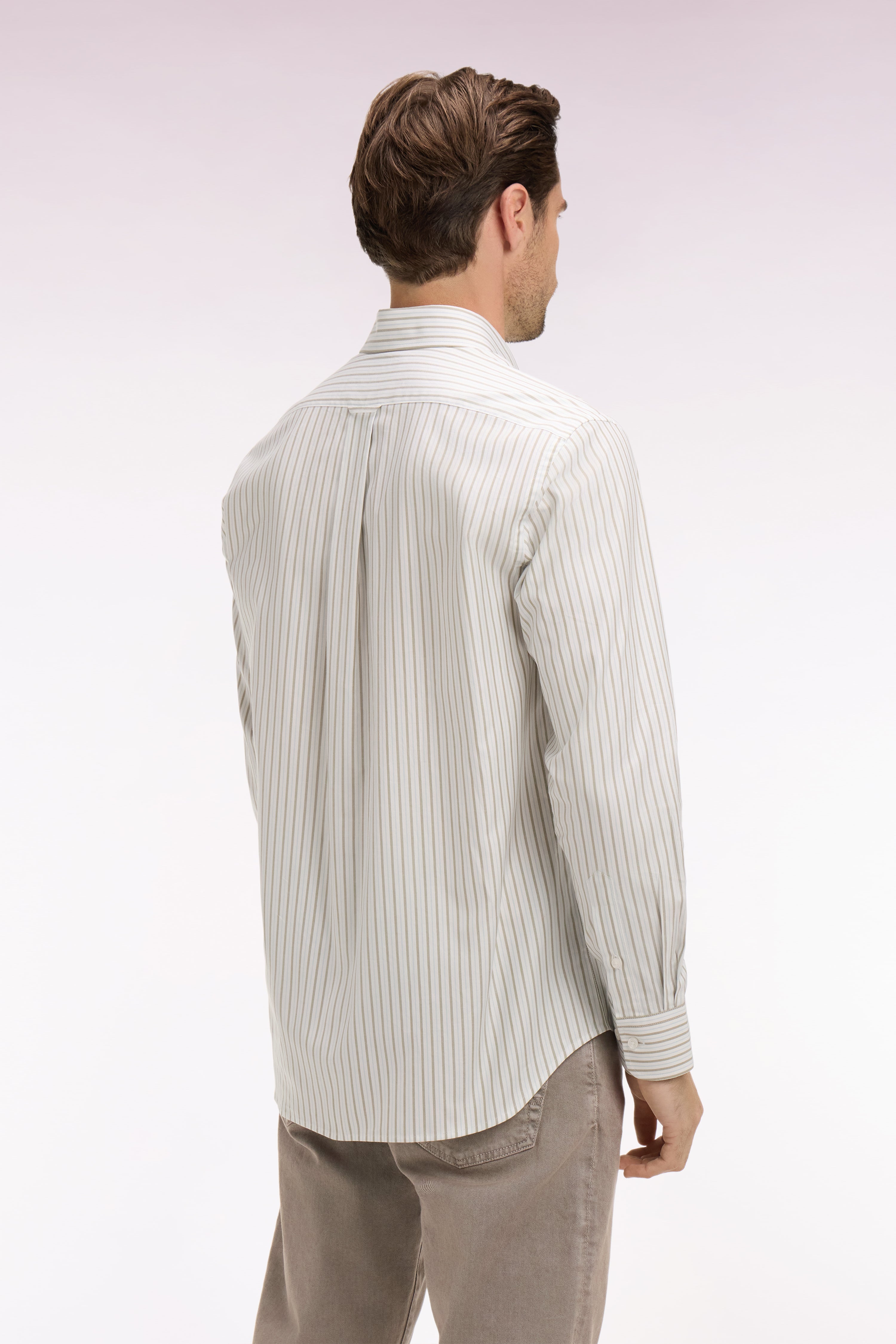 Chemise en coton pinpoint à rayures ciel coupe regular