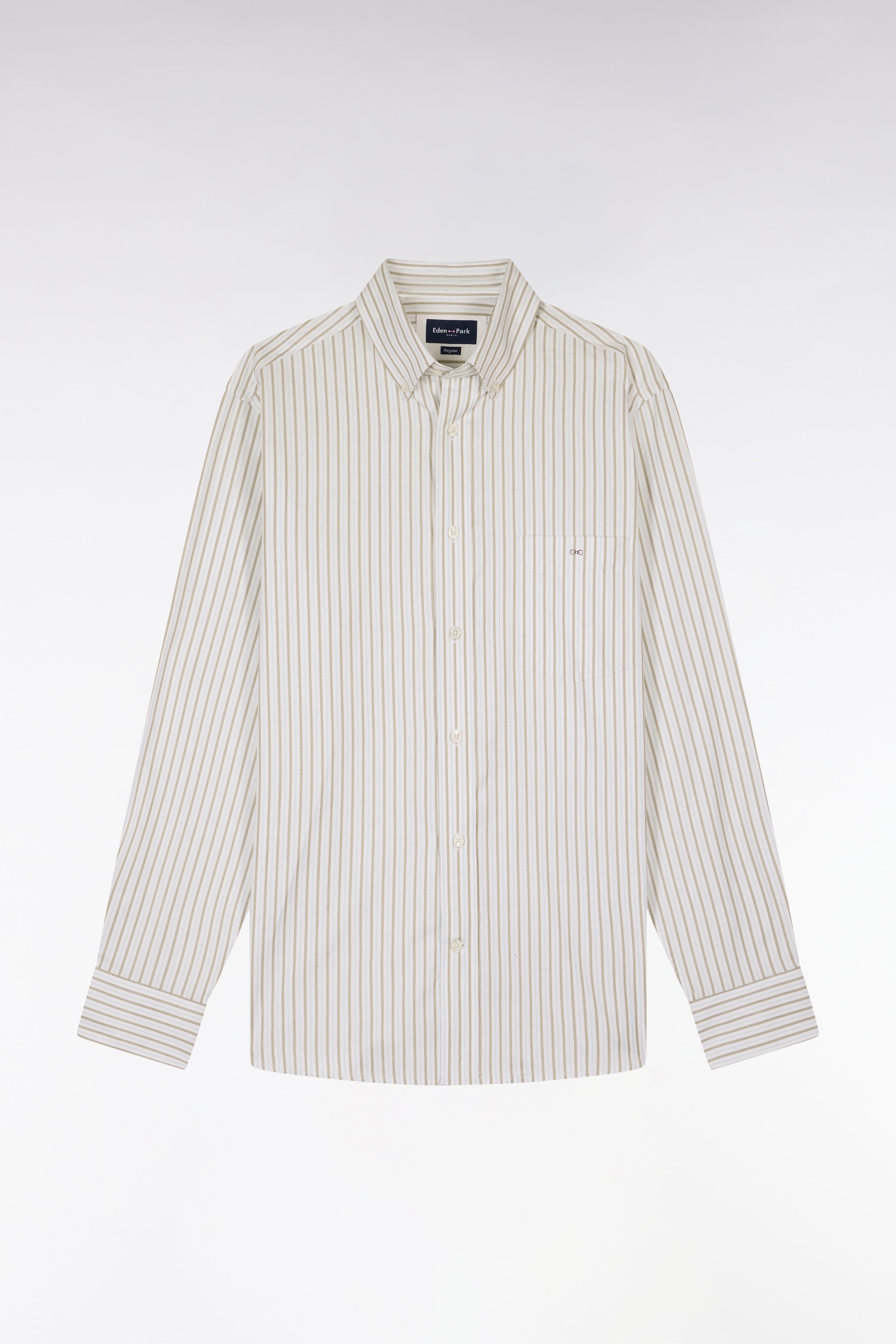 Chemise en coton pinpoint à rayures ciel coupe regular