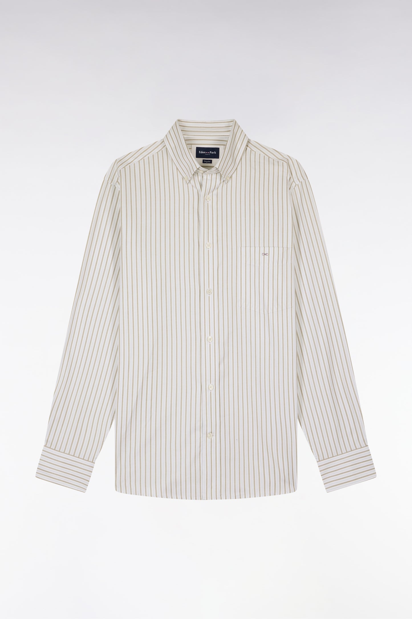 Chemise en coton pinpoint à rayures ciel coupe regular