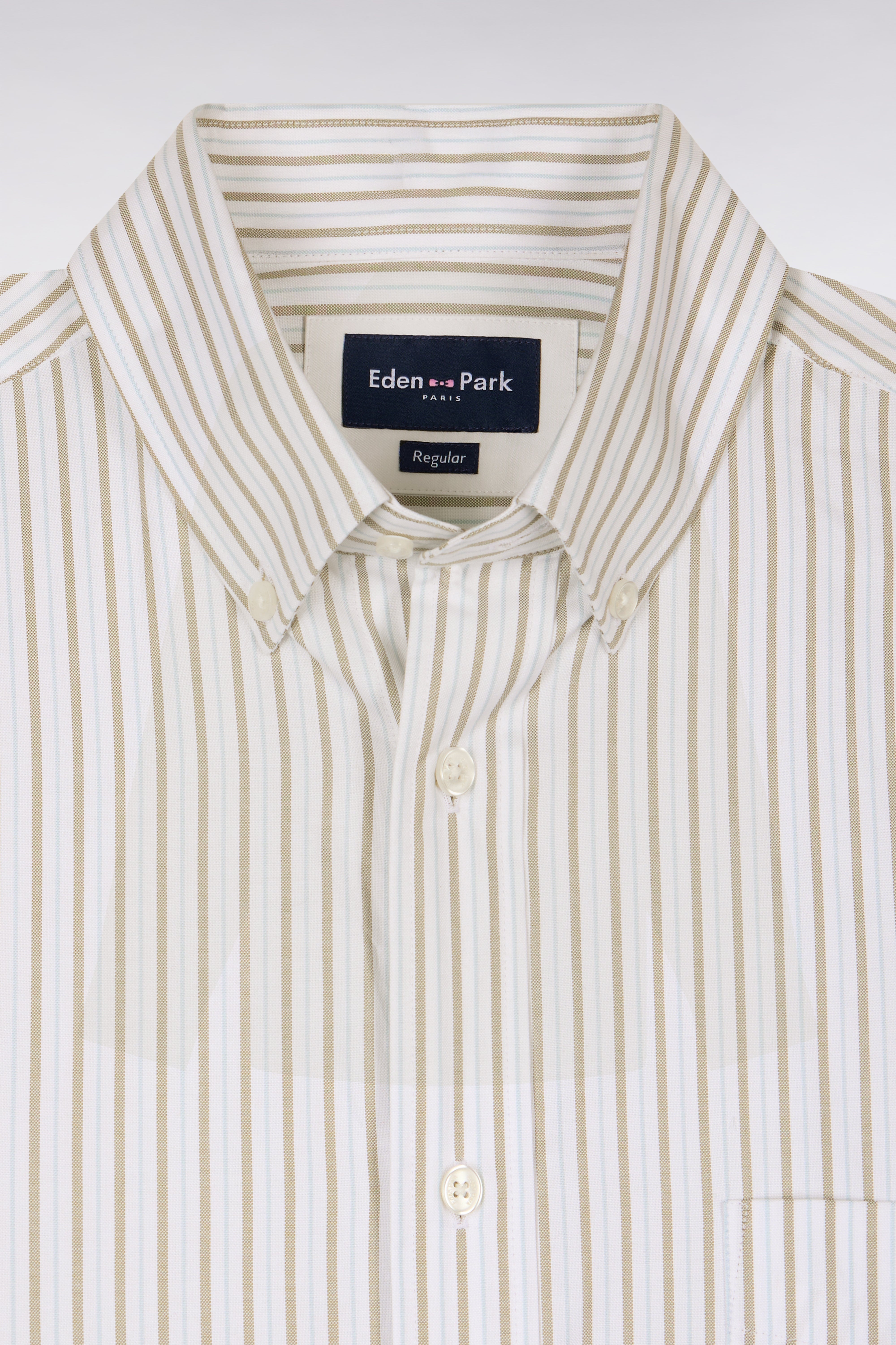 Chemise en coton pinpoint à rayures ciel coupe regular