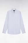 Chemise en coton dobby à carreaux ciel coupe regular