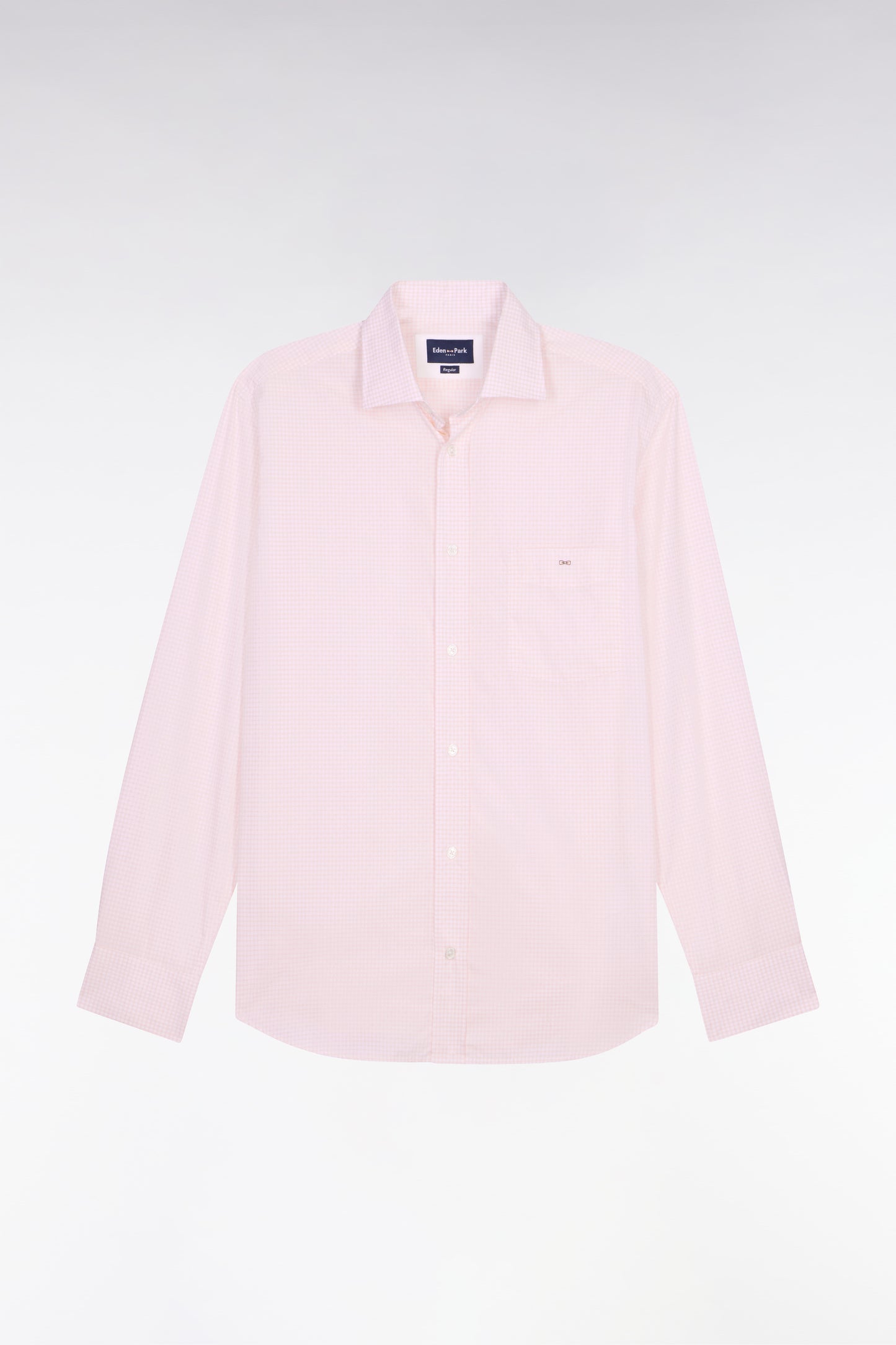 Chemise en coton dobby à carreaux rose coupe regular