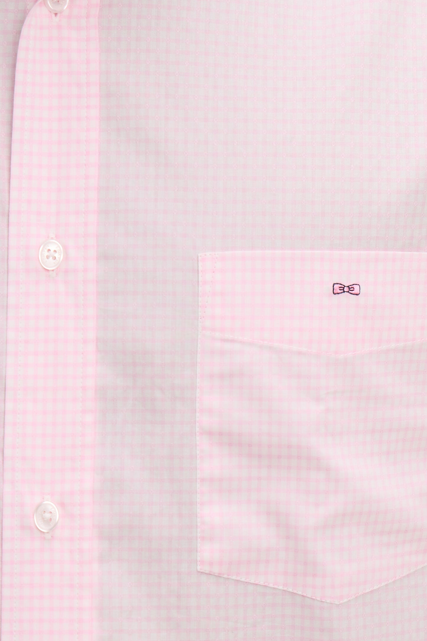Chemise en coton dobby à carreaux rose coupe regular