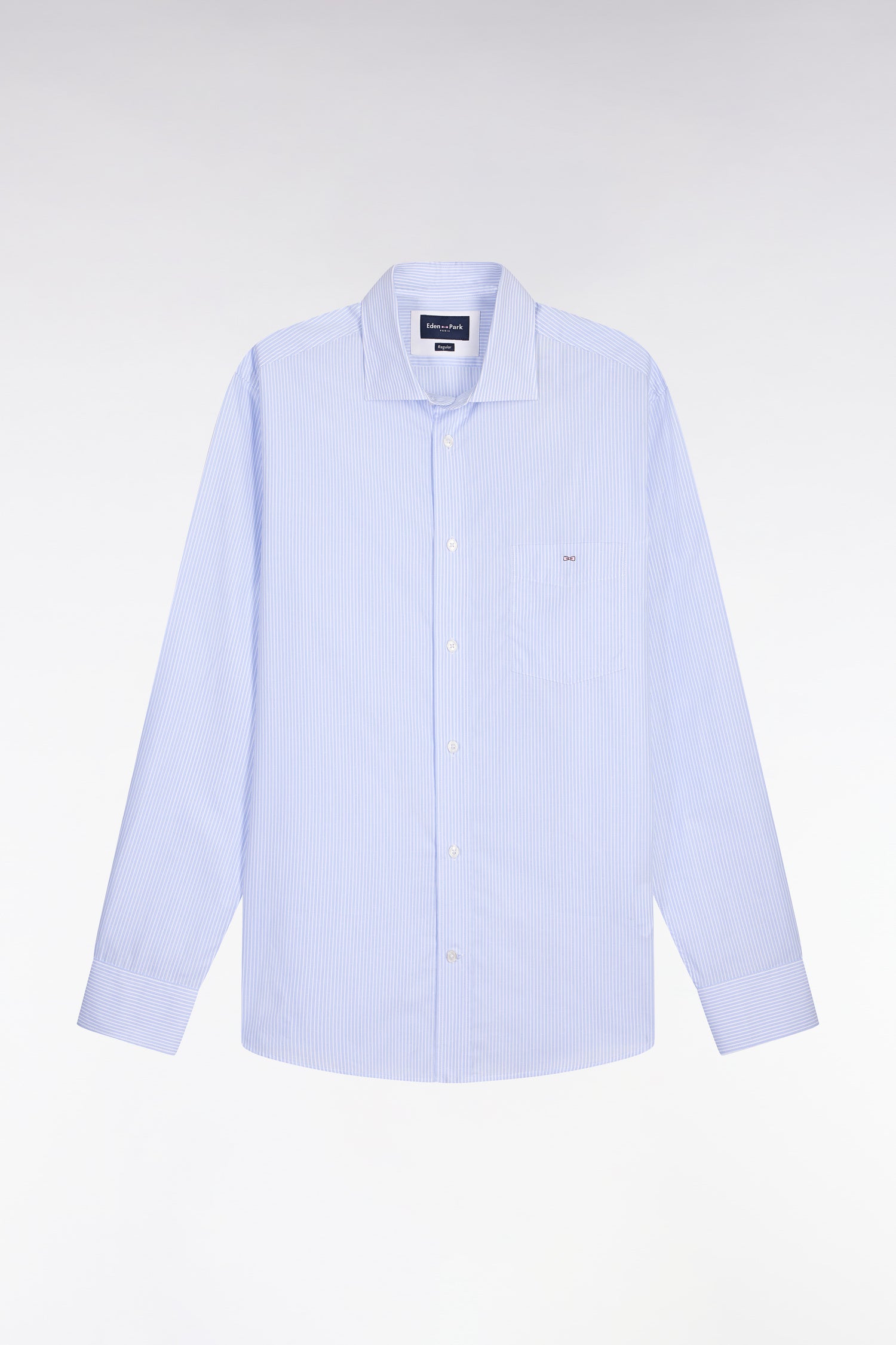 Chemise en coton dobby à rayures ciel coupe regular