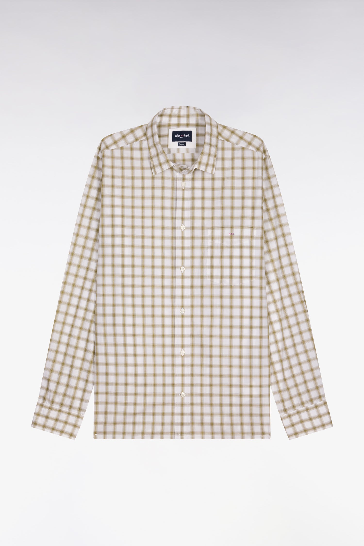 Chemise en coton à carreaux kaki