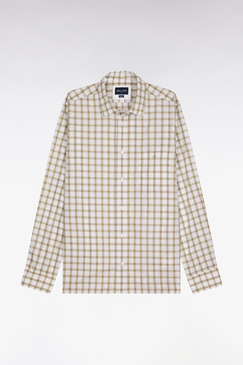 Chemise en coton à carreaux kaki - Image 2