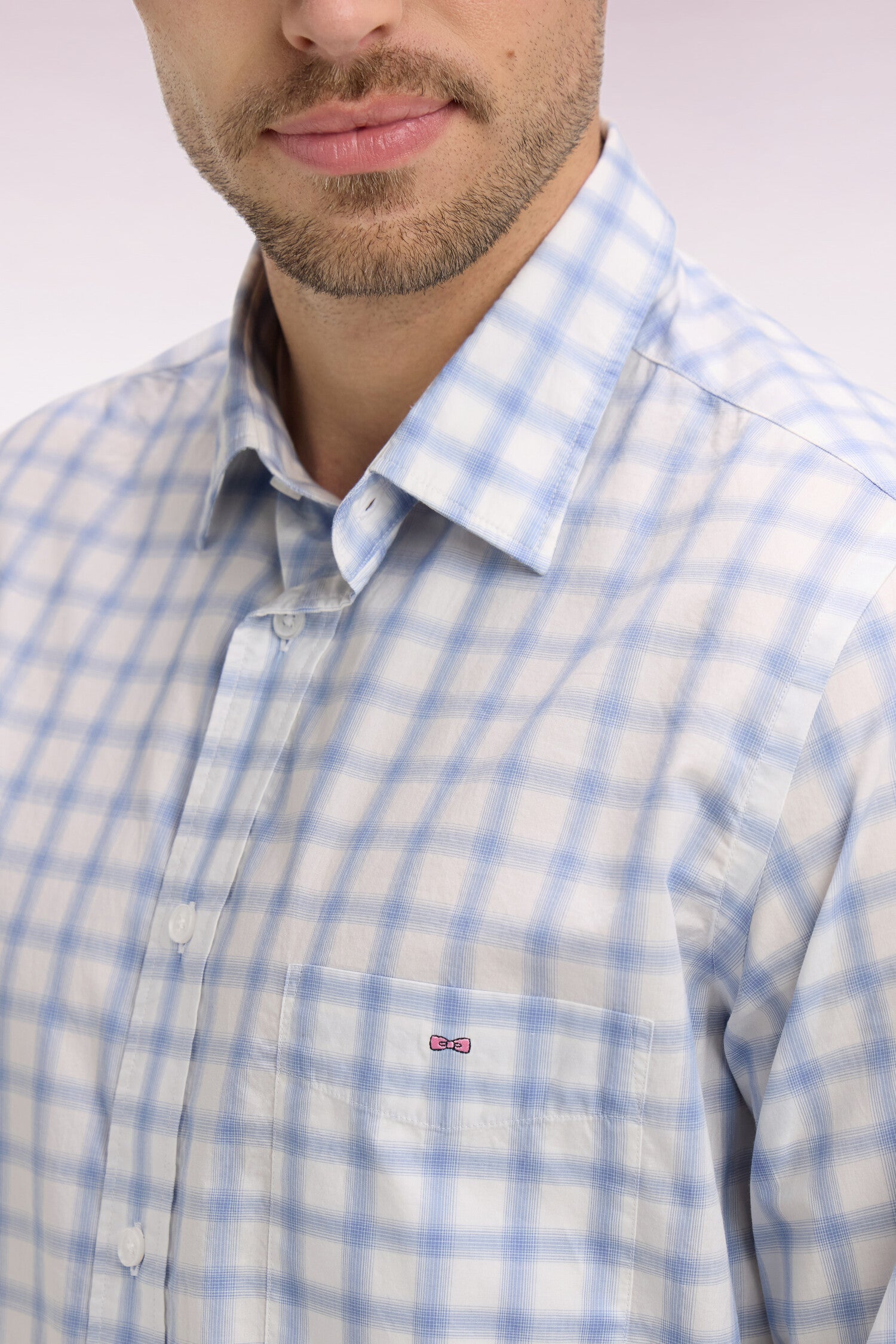 Chemise en coton à carreaux bleu