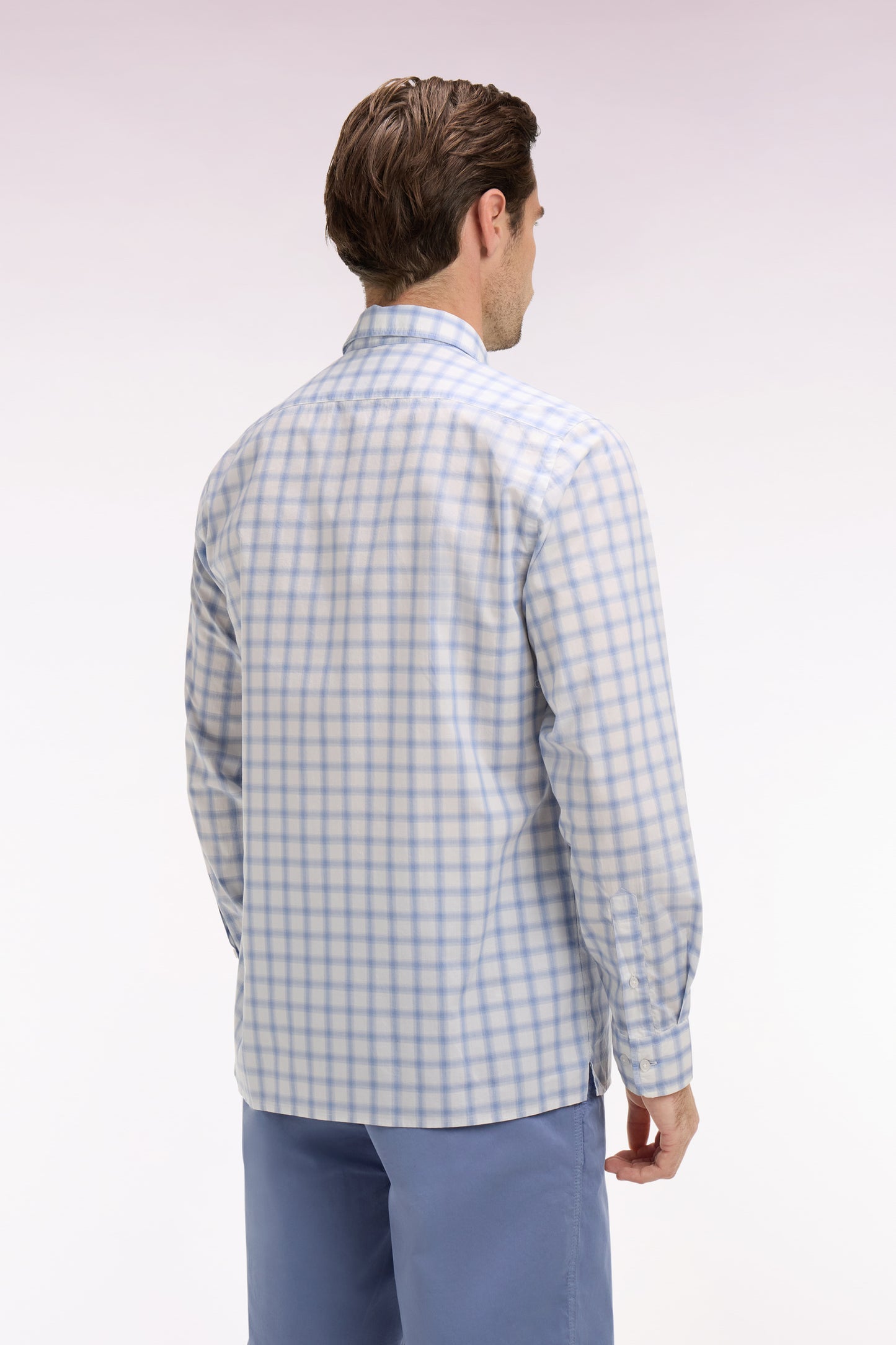 Chemise en coton à carreaux bleu