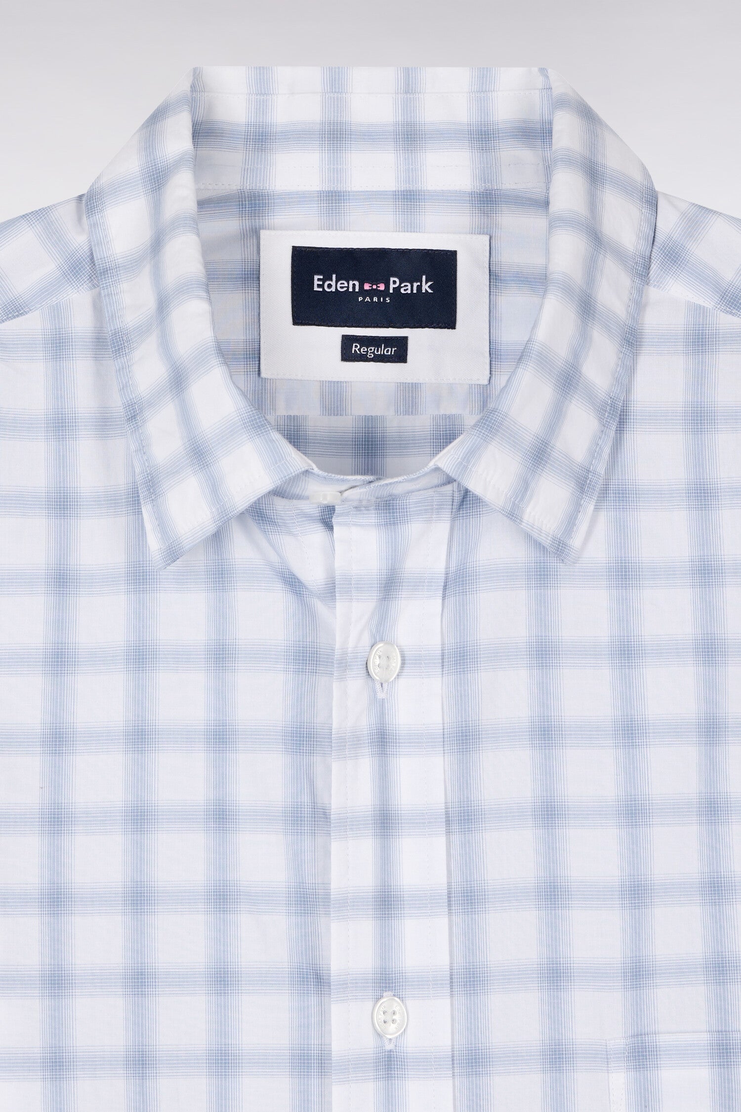 Chemise en coton à carreaux bleu