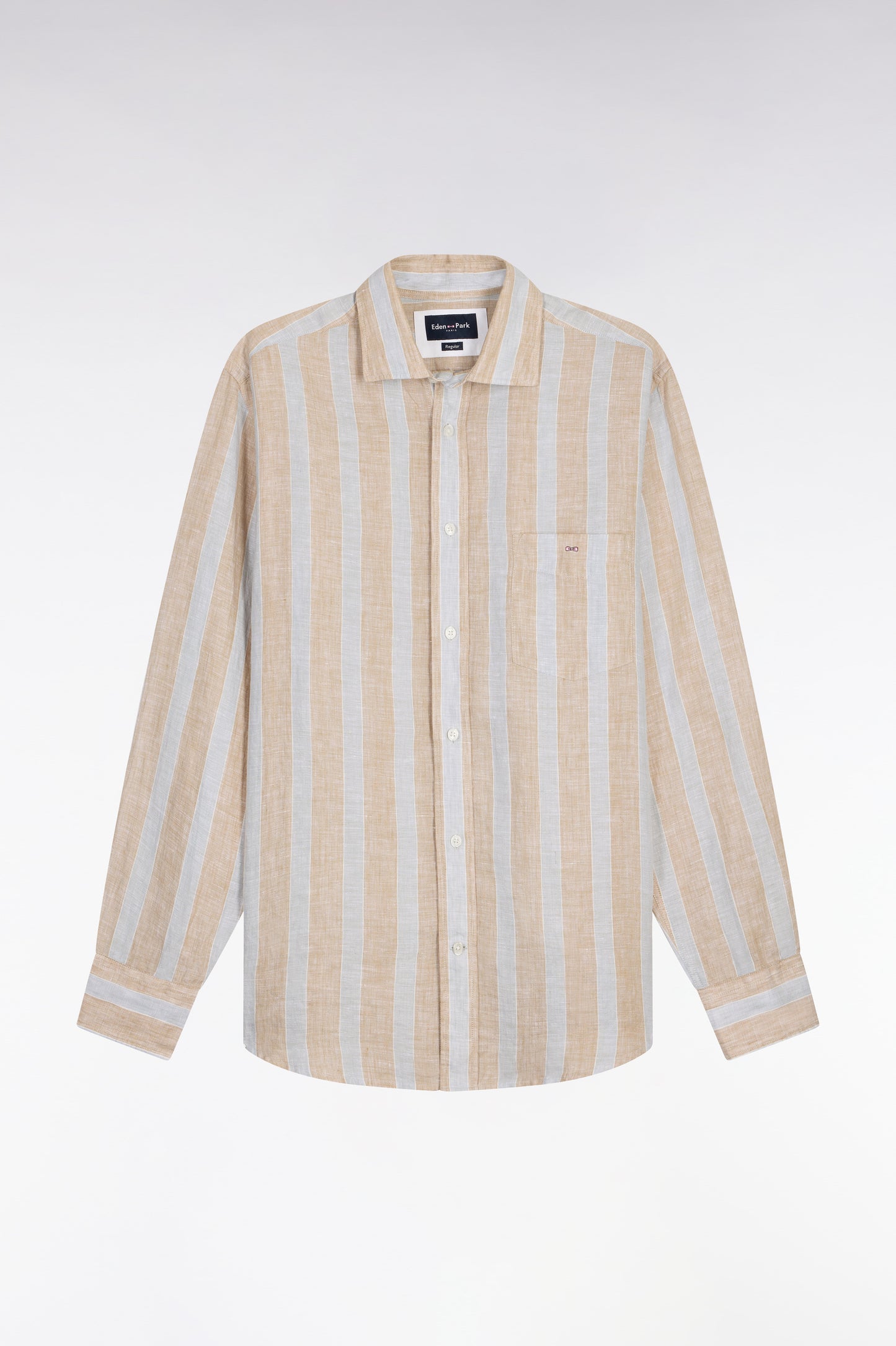 Chemise en lin gris clair à rayures bâtons