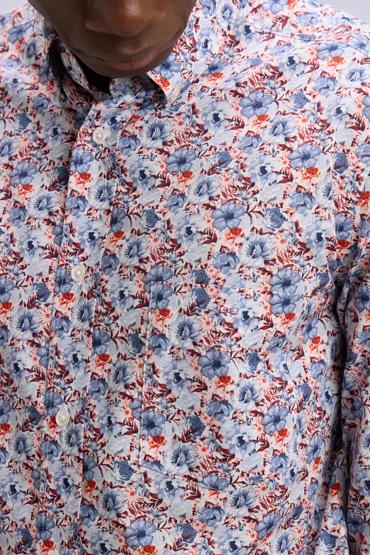 Chemise en popeline de coton multicolore à motif floral