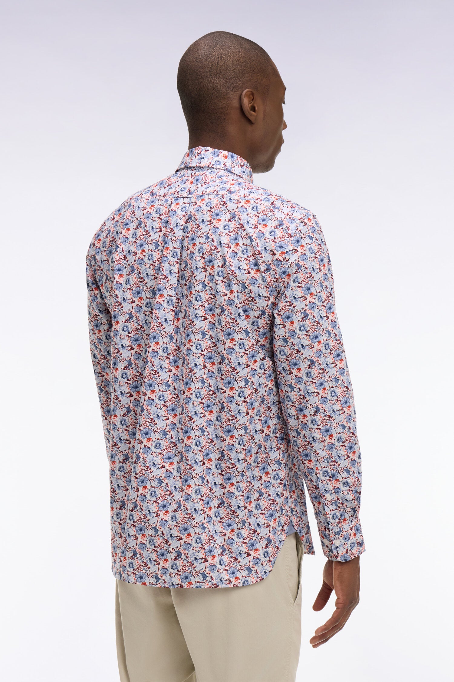 Chemise en popeline de coton multicolore à motif floral