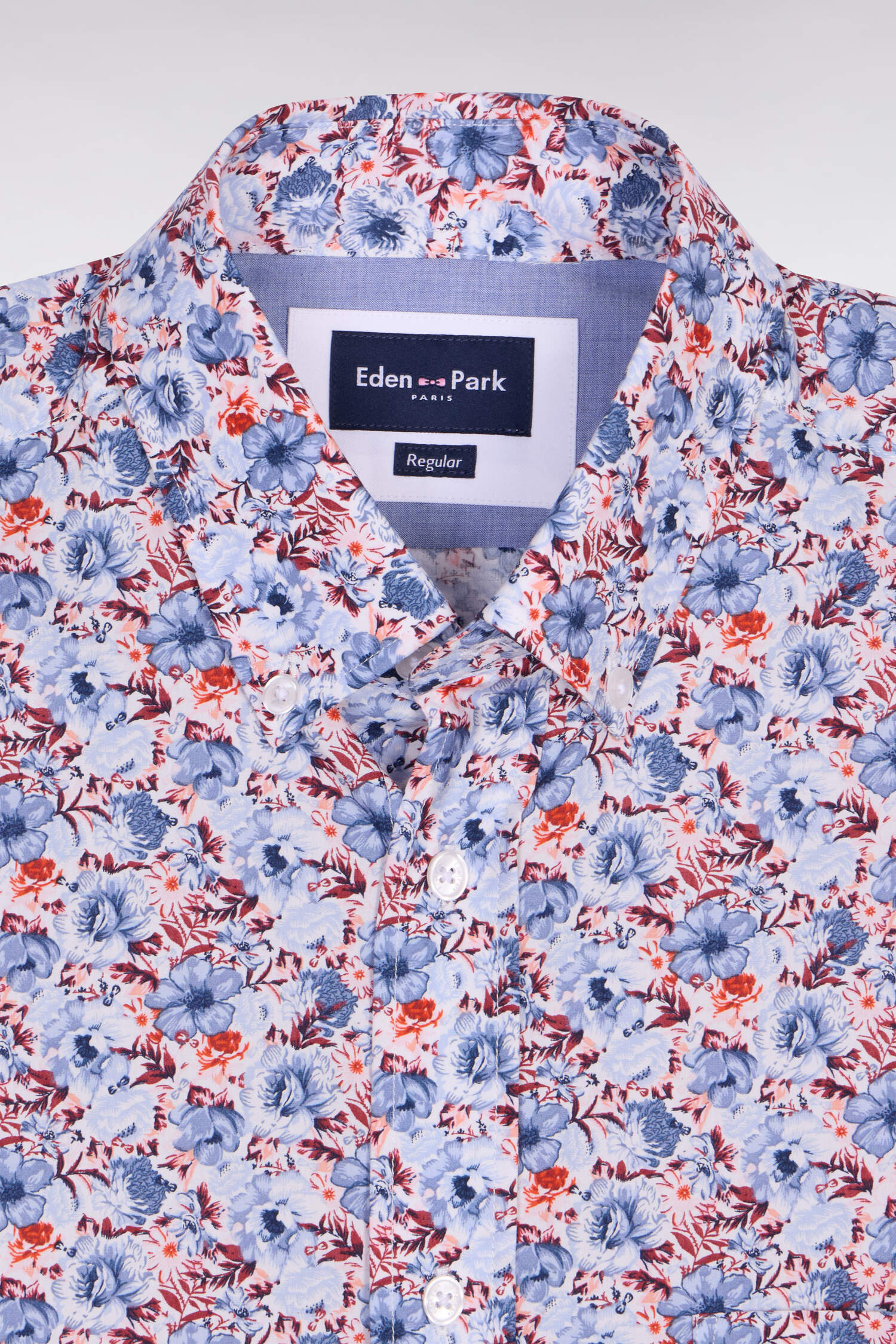Chemise en popeline de coton multicolore à motif floral
