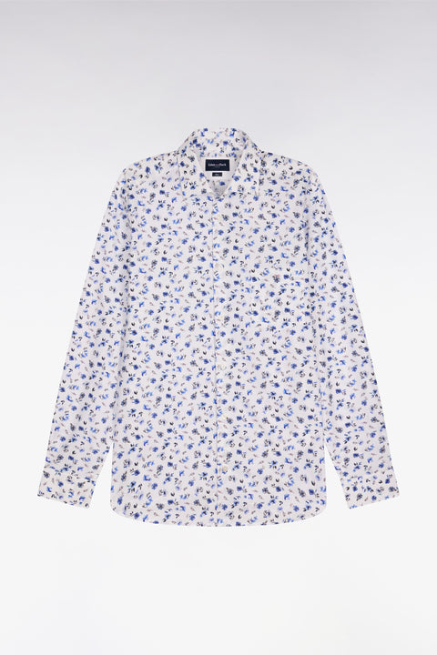 Chemise en popeline de coton imprimé floral bleu coupe slim - Image 2