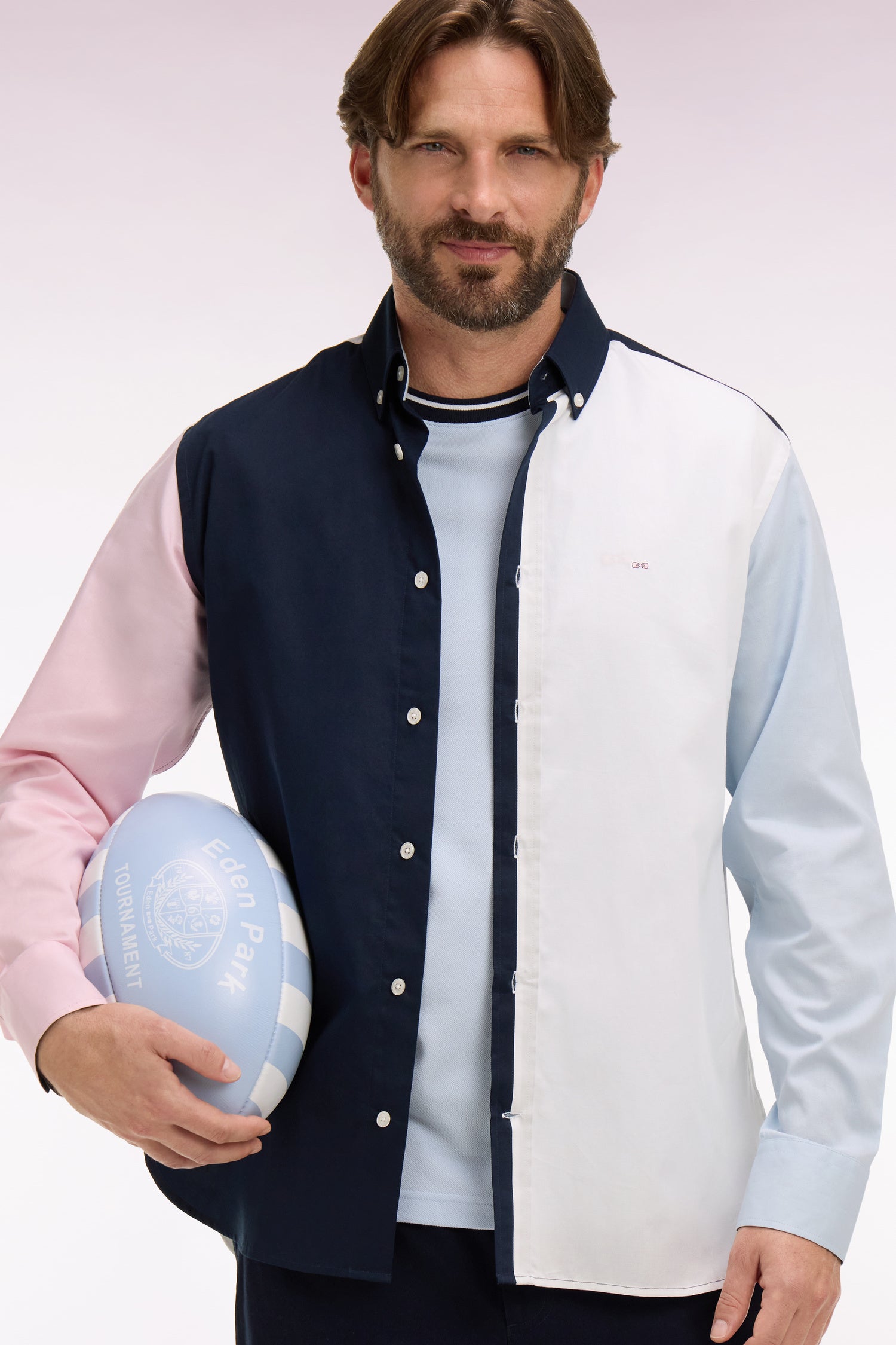 Chemise en coton colorblock coupe regular