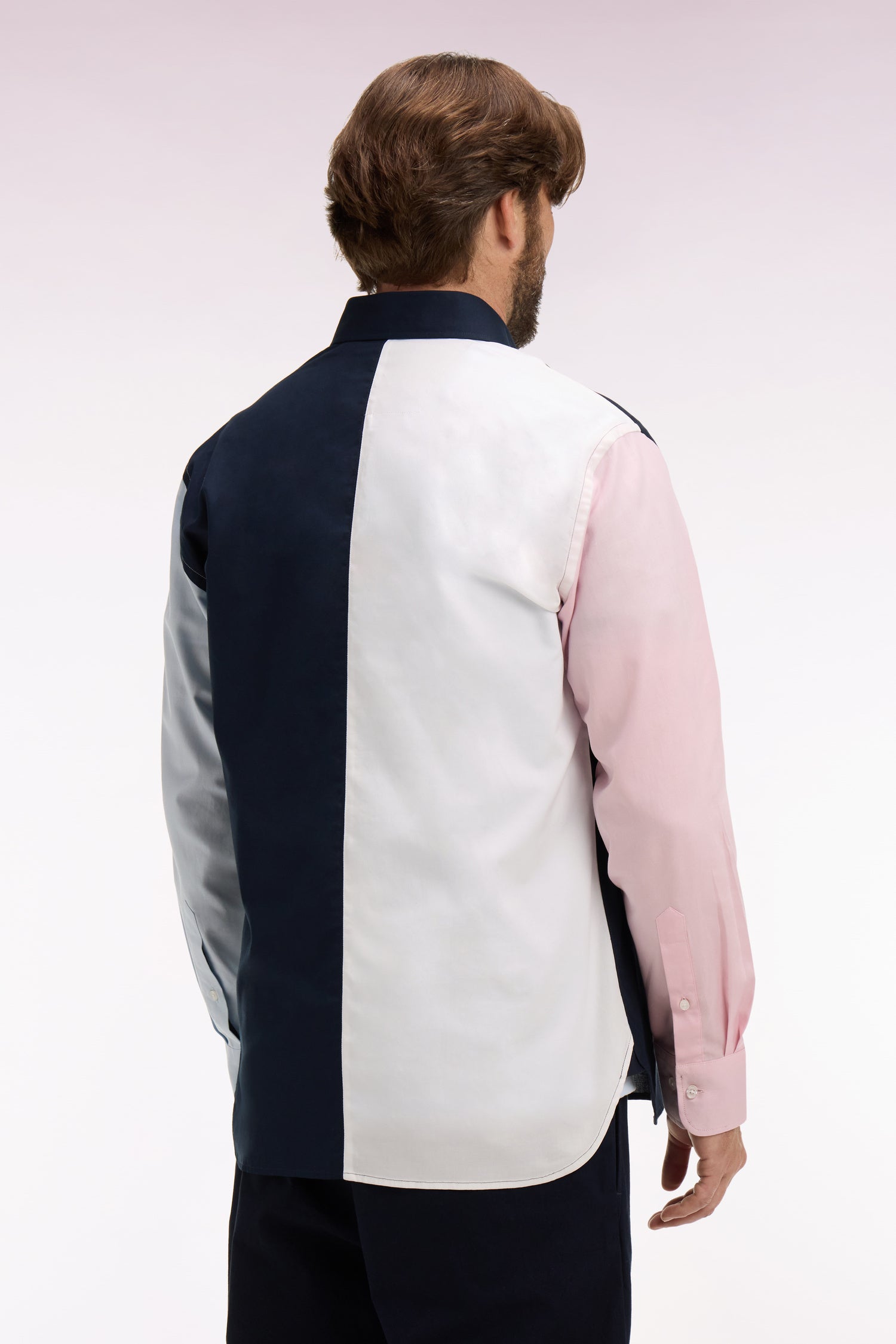 Chemise en coton colorblock coupe regular