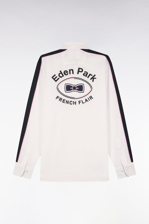 Chemise en coton pinpoint blanc broderie dos - Image 2