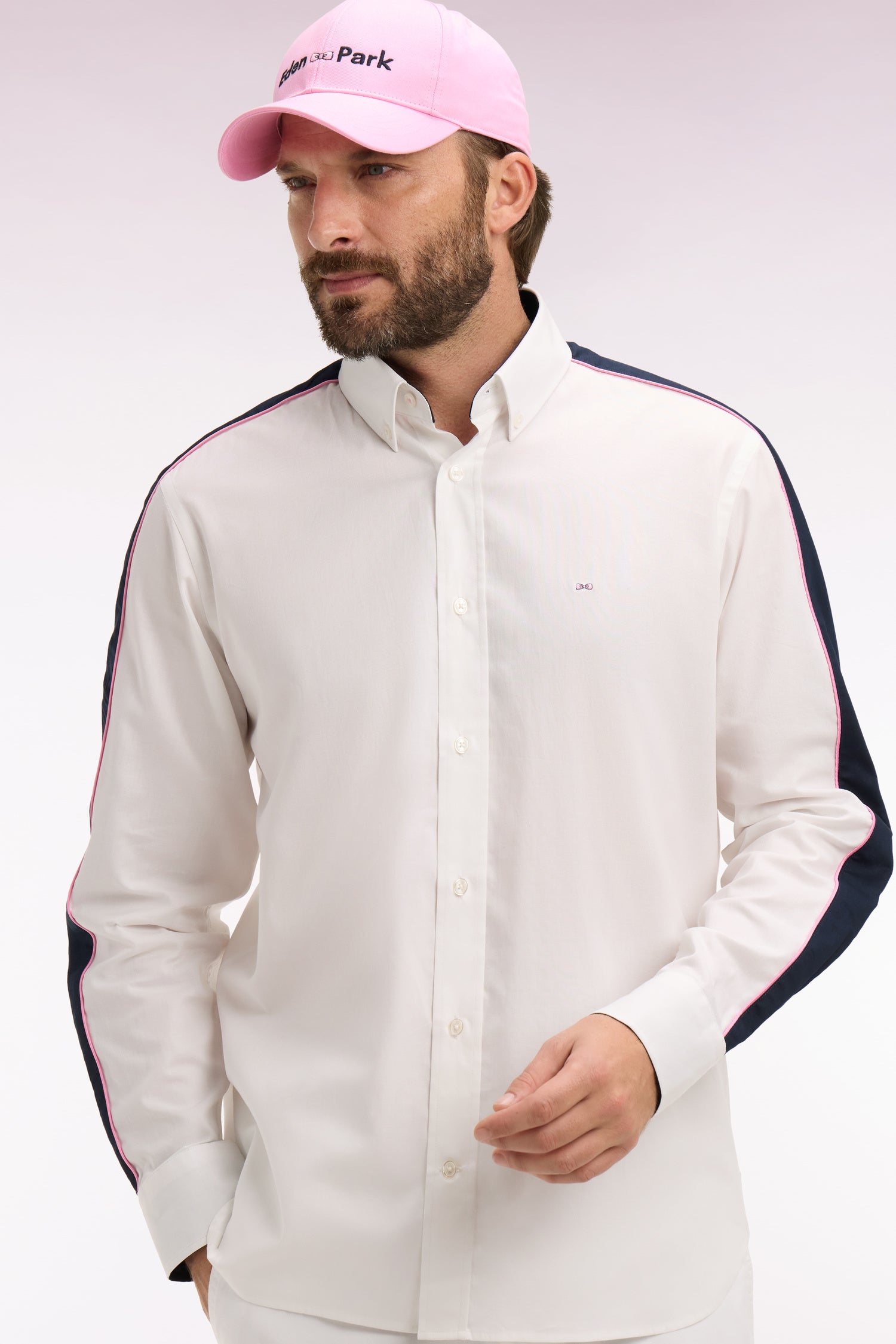 Chemise en coton pinpoint blanc broderie dos