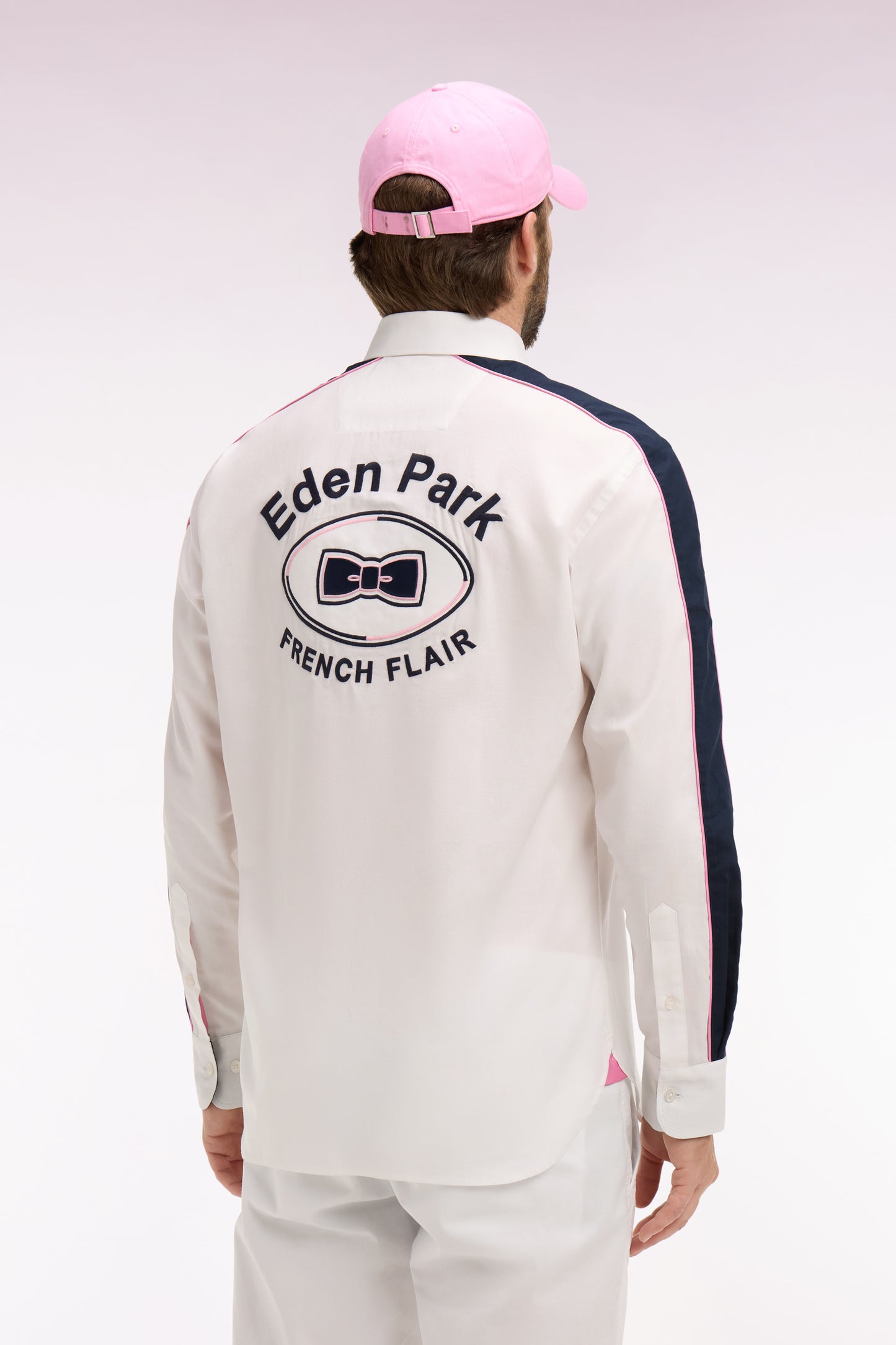 Chemise en coton pinpoint blanc broderie dos