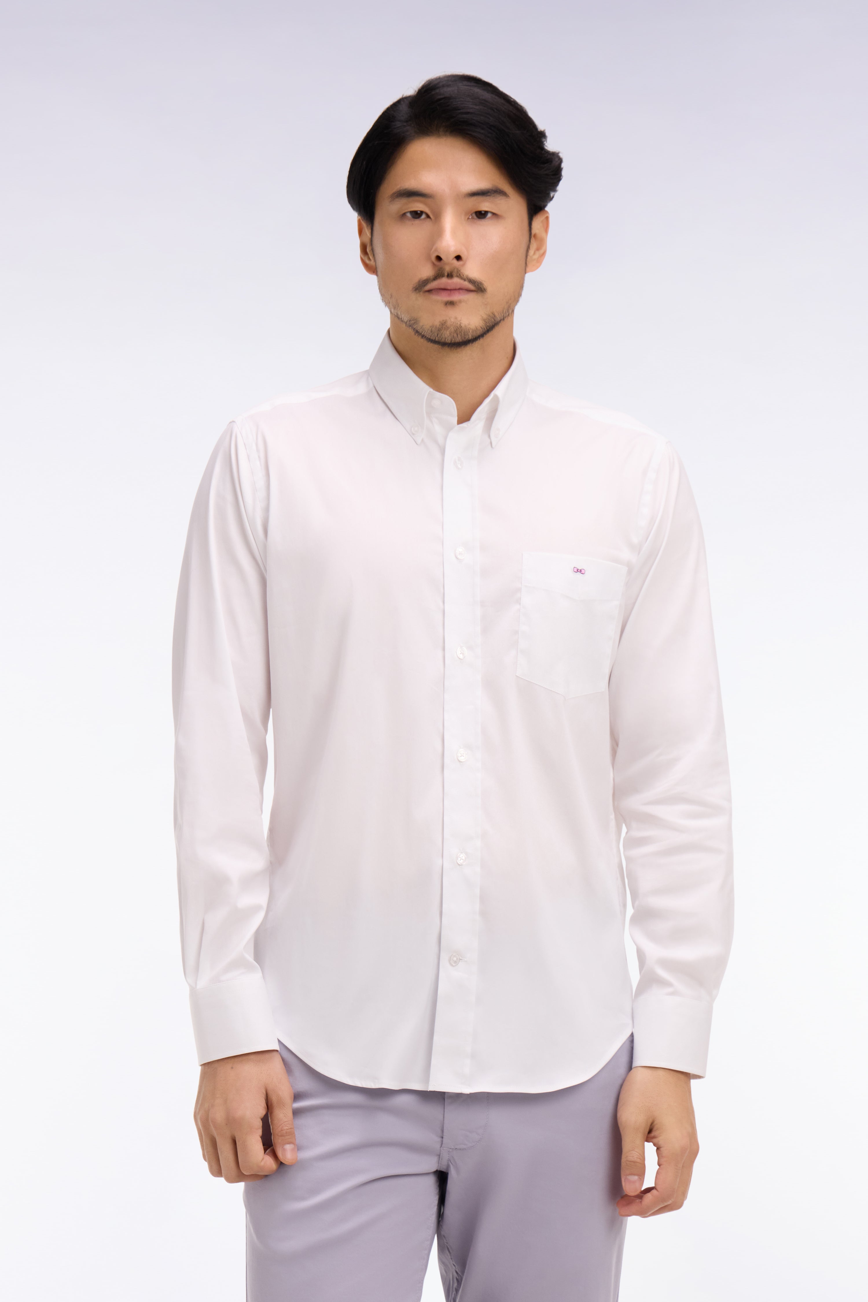 shirt in cotton mélangé white Regular fit