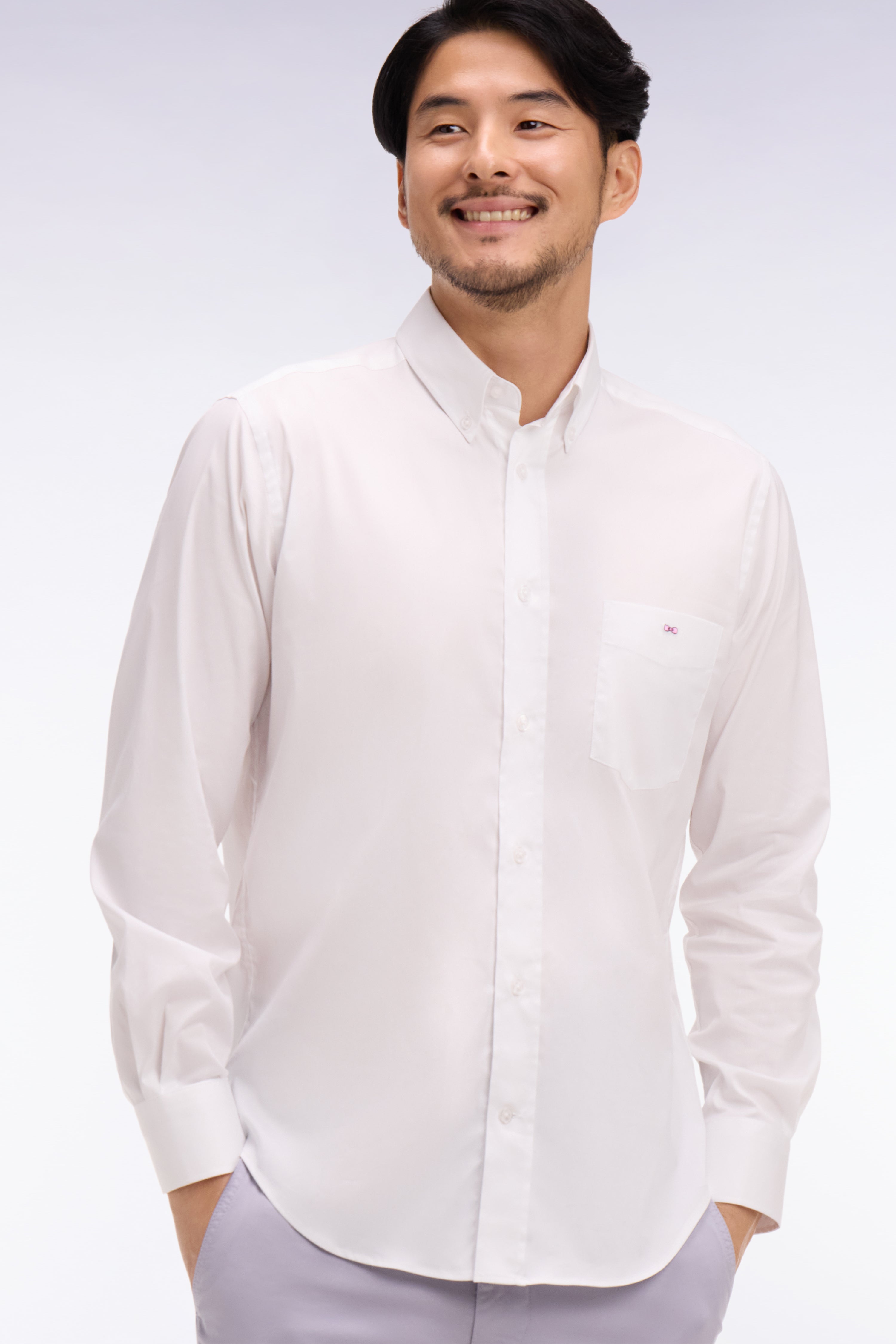 shirt in cotton mélangé white Regular fit