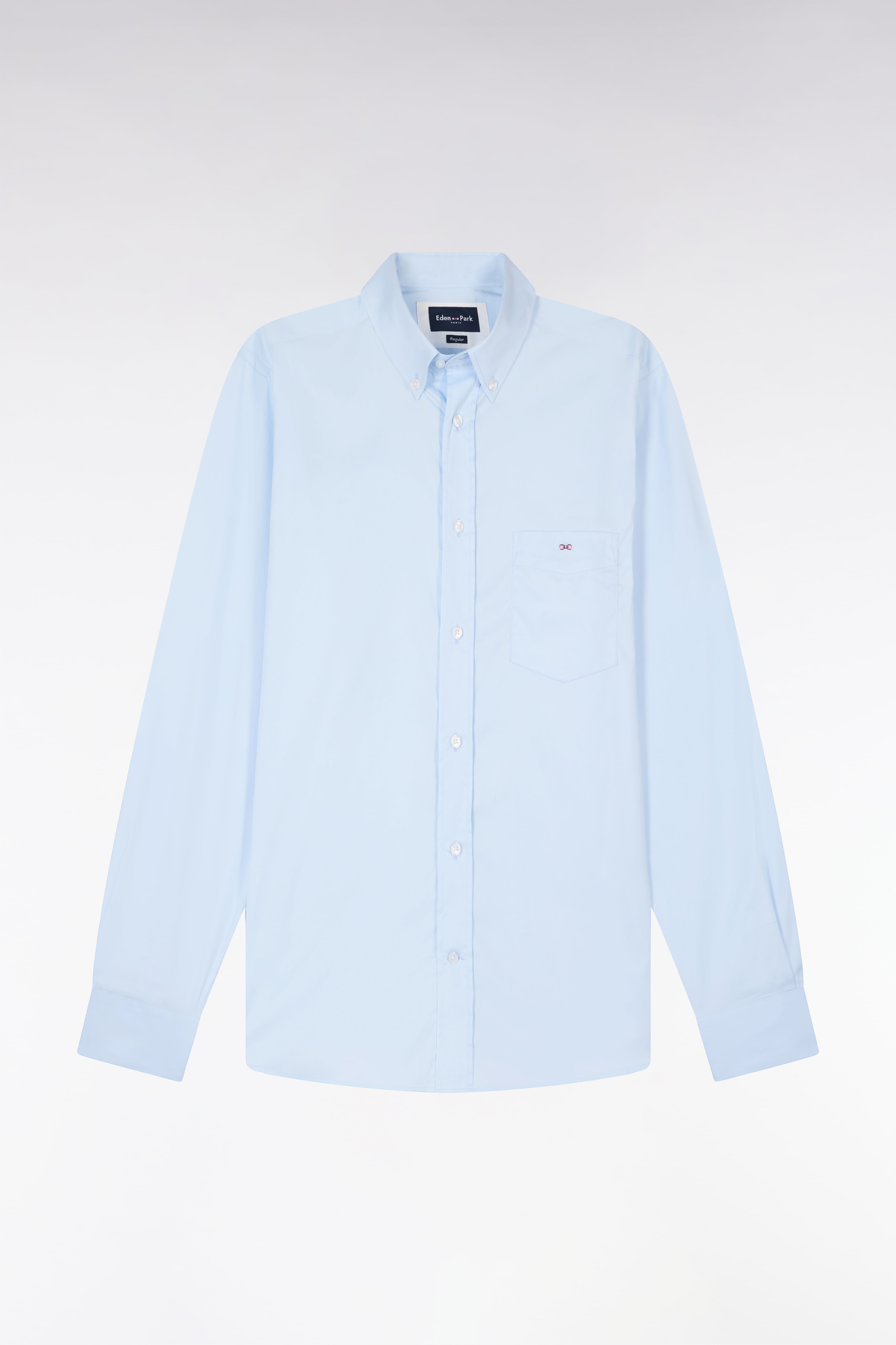 Chemise en coton mélangé bleu ciel coupe regular