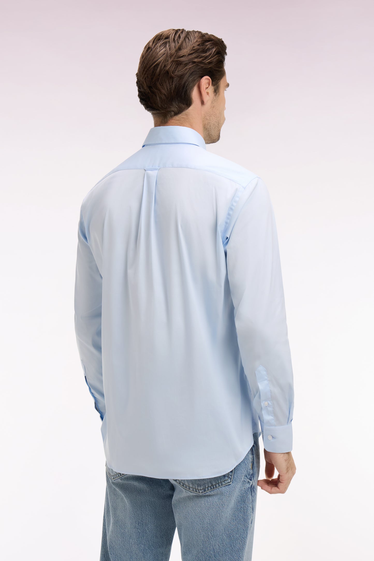 Regular fit sky blue cotton blend shirt