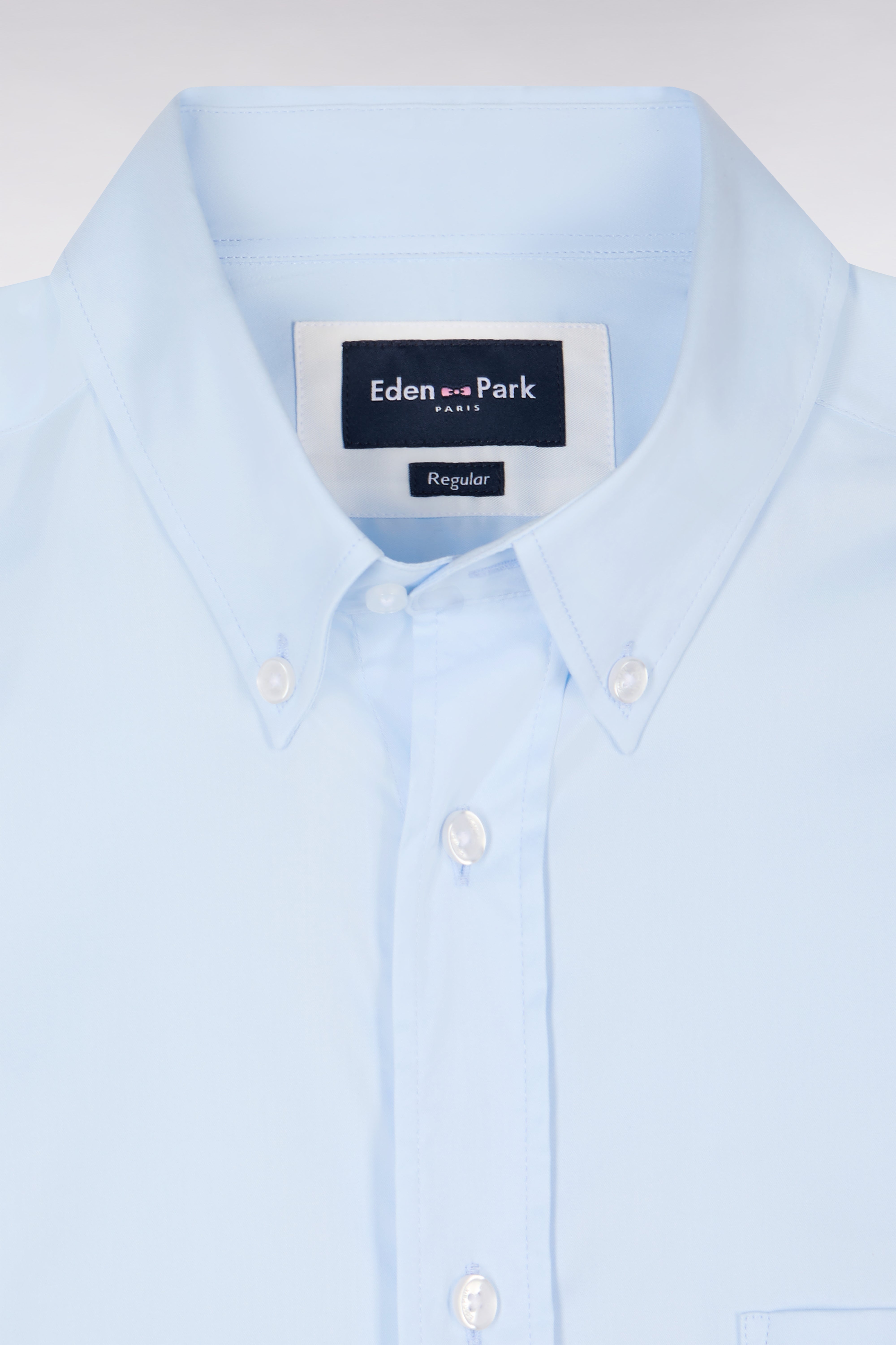 Chemise en coton mélangé bleu ciel coupe regular