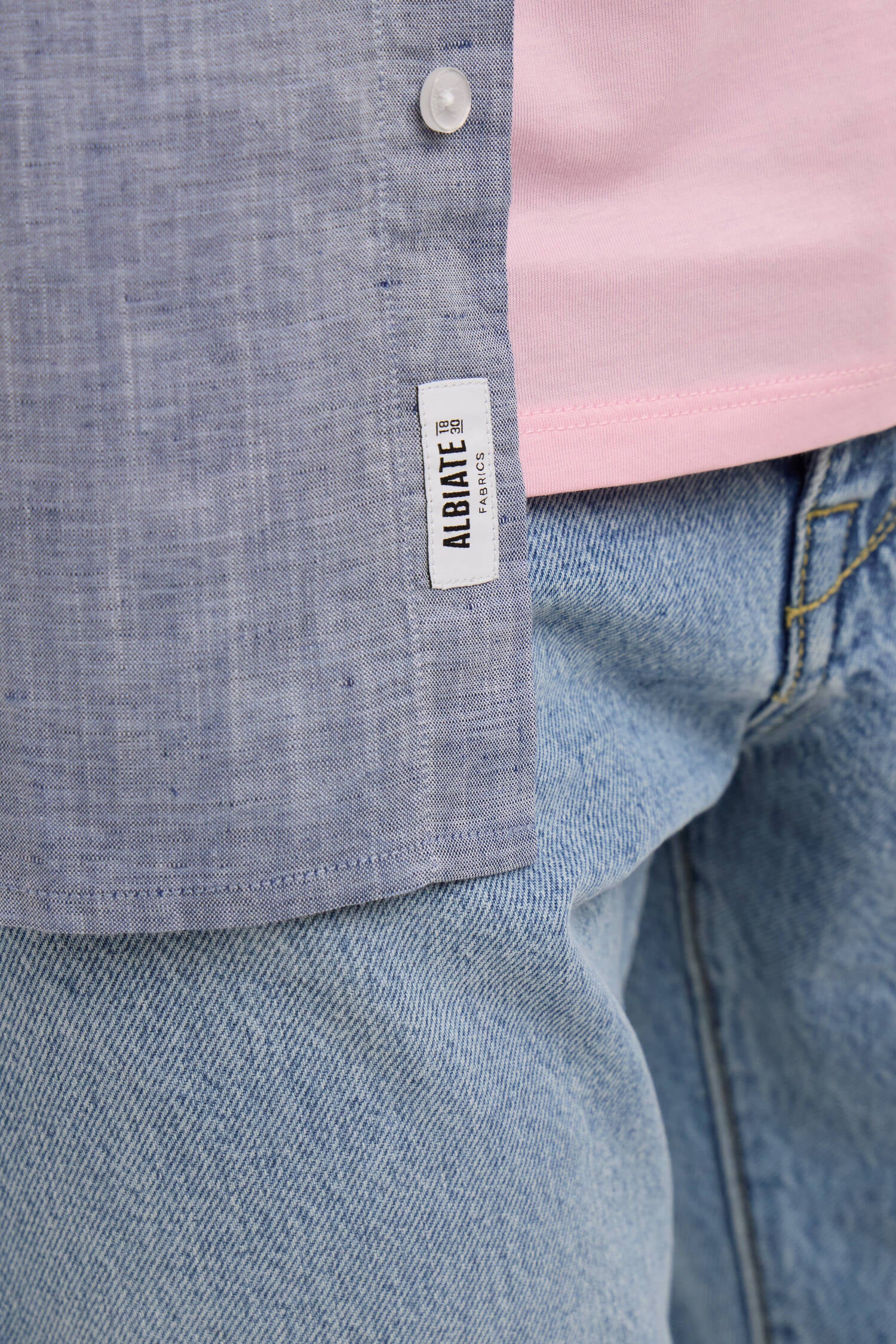 Chemise en lin et coton colorblock