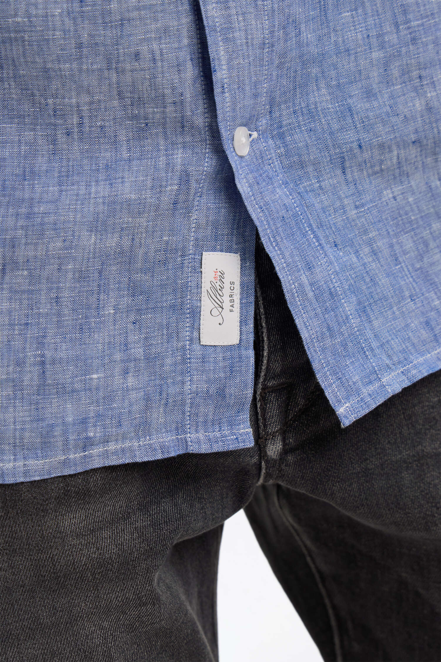 Chemise en lin bleu tricolore