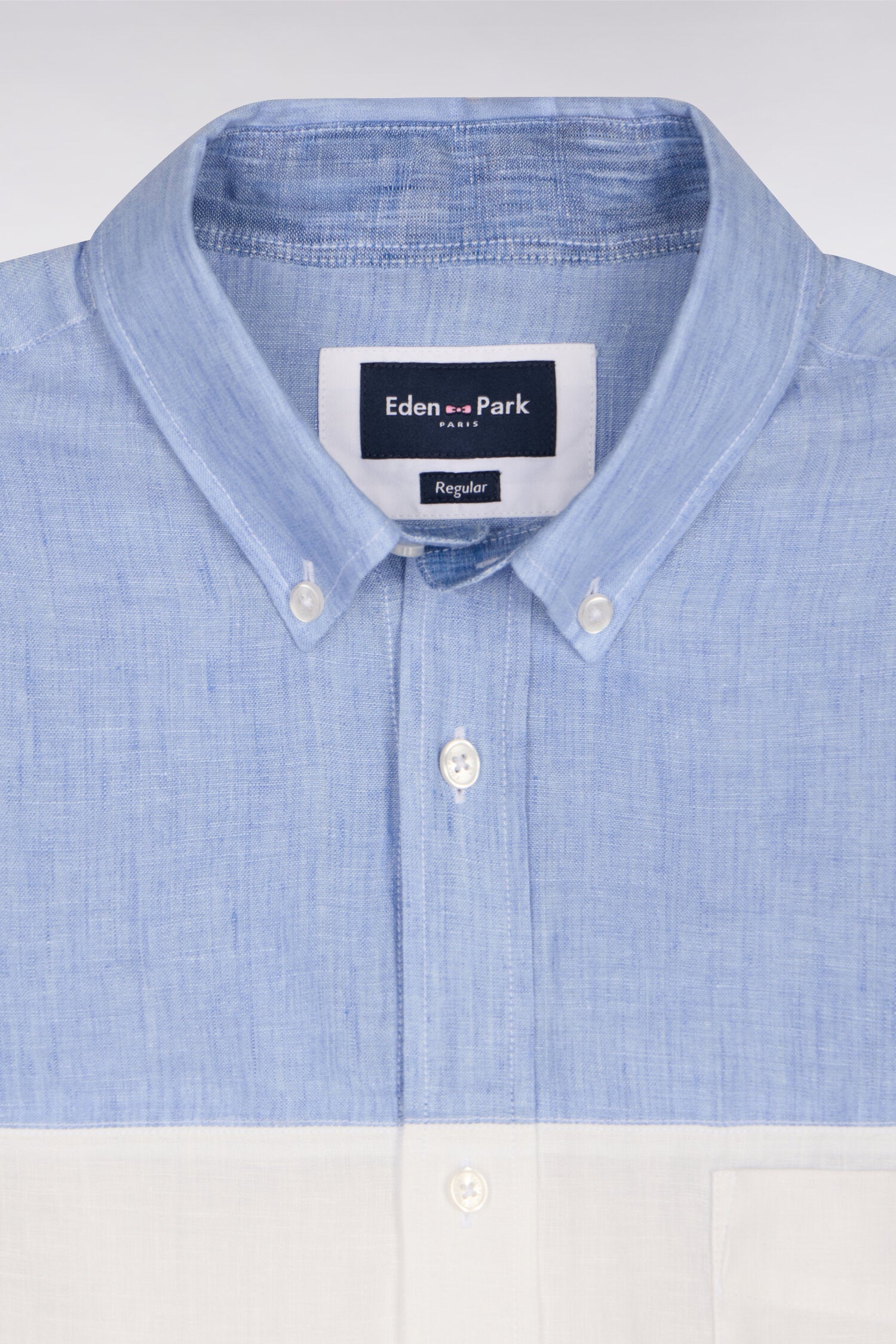 Chemise en lin bleu tricolore