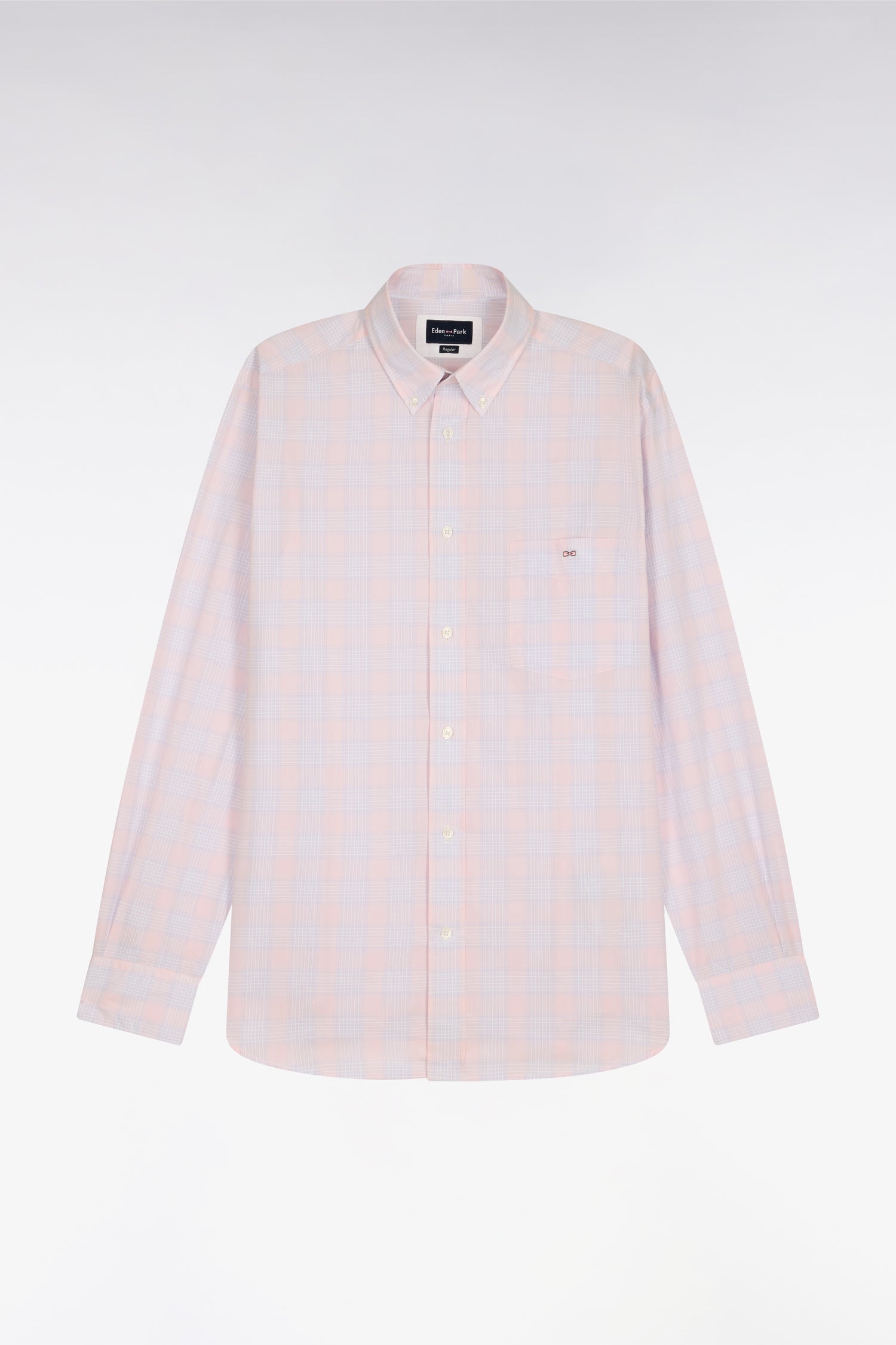 Chemise en coton à carreaux roses coupe regular
