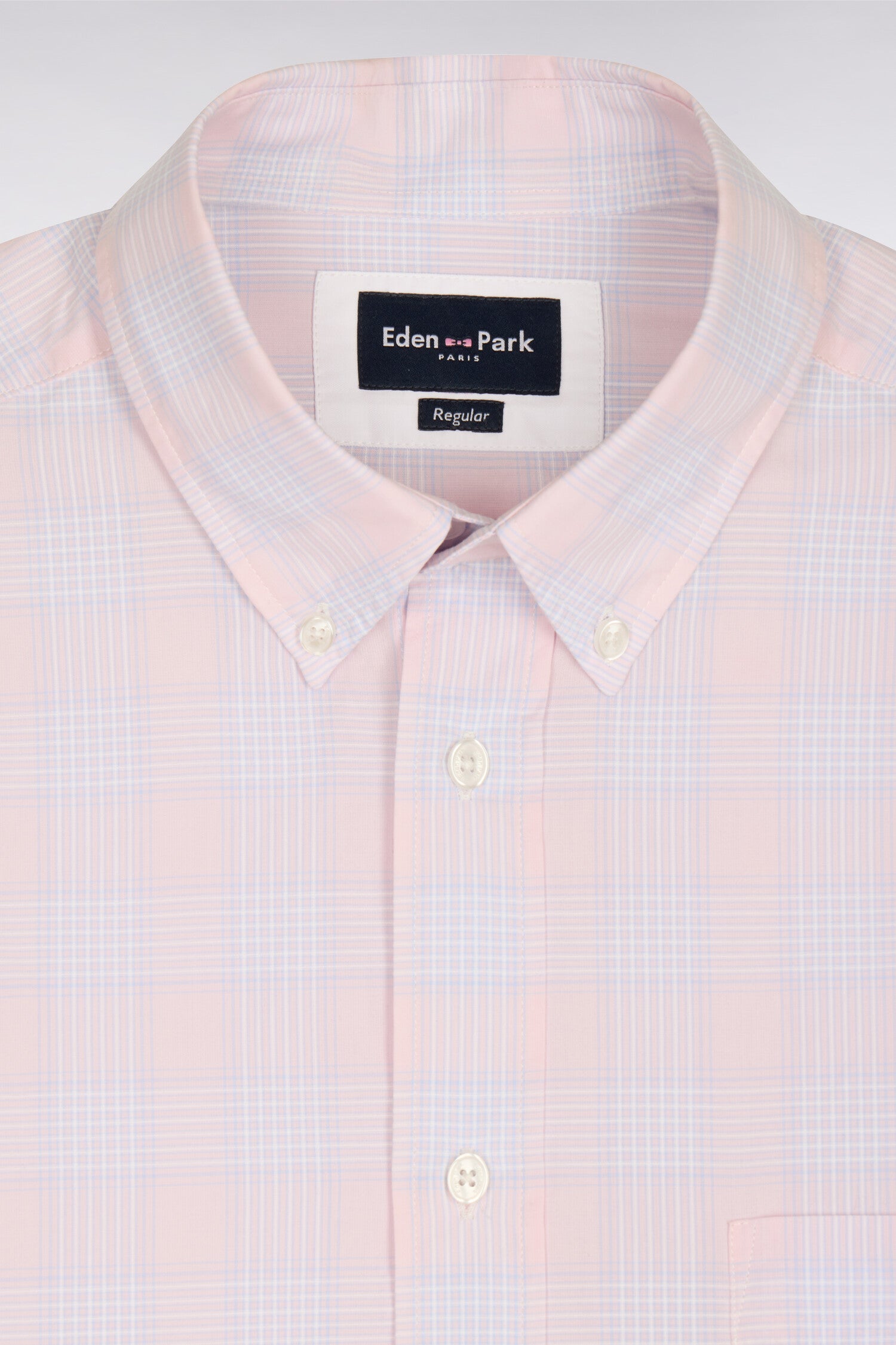Chemise en coton à carreaux roses coupe regular