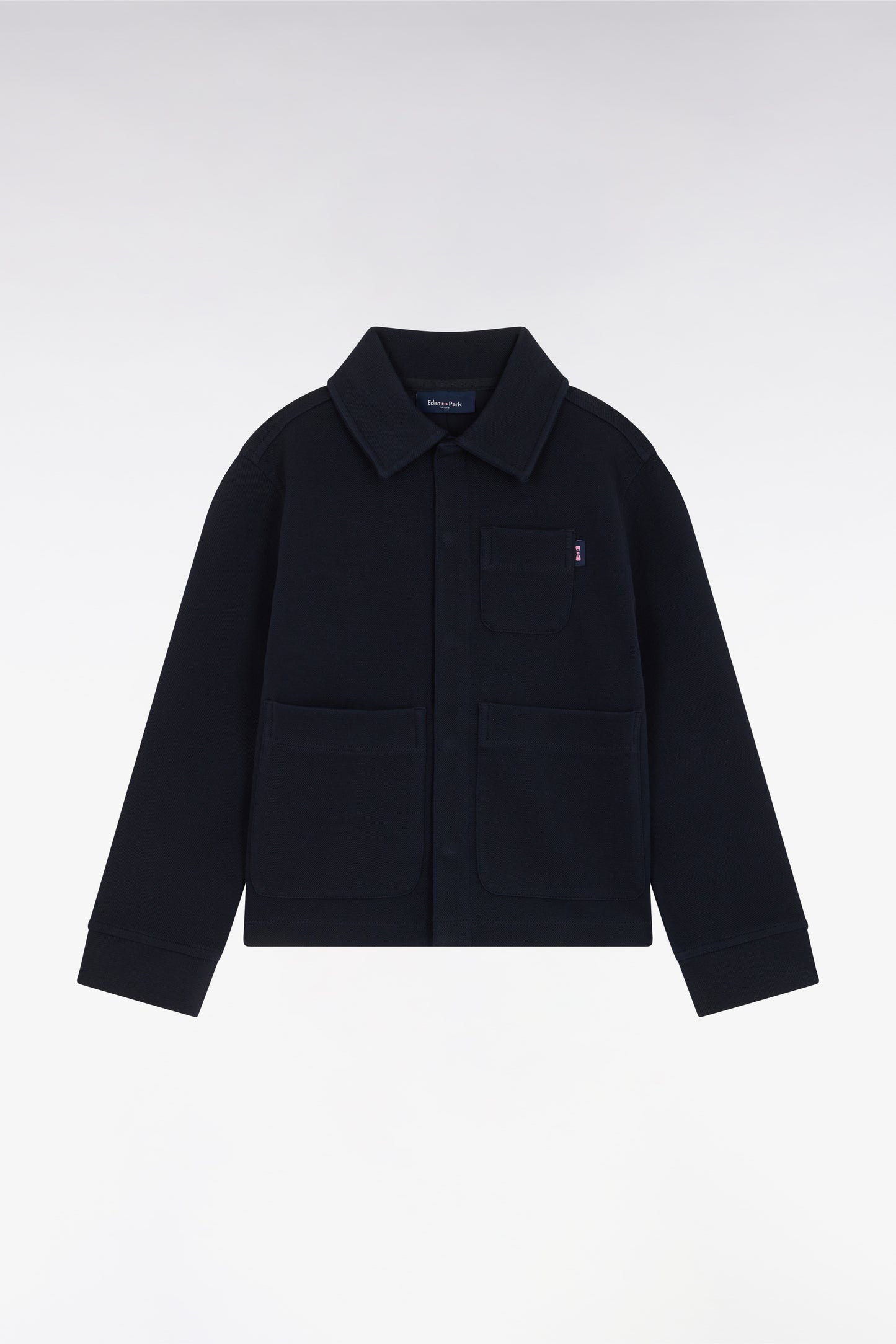 Surchemise en interlock marine à poches plaquées