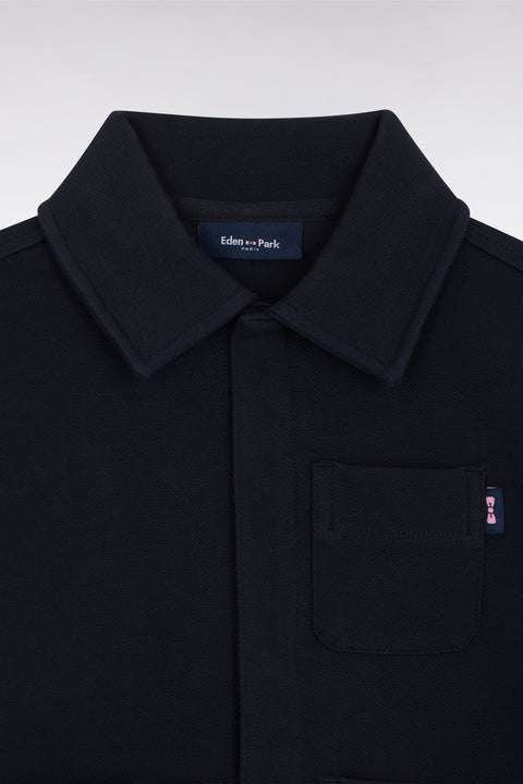 Surchemise en interlock marine à poches plaquées - Image 2