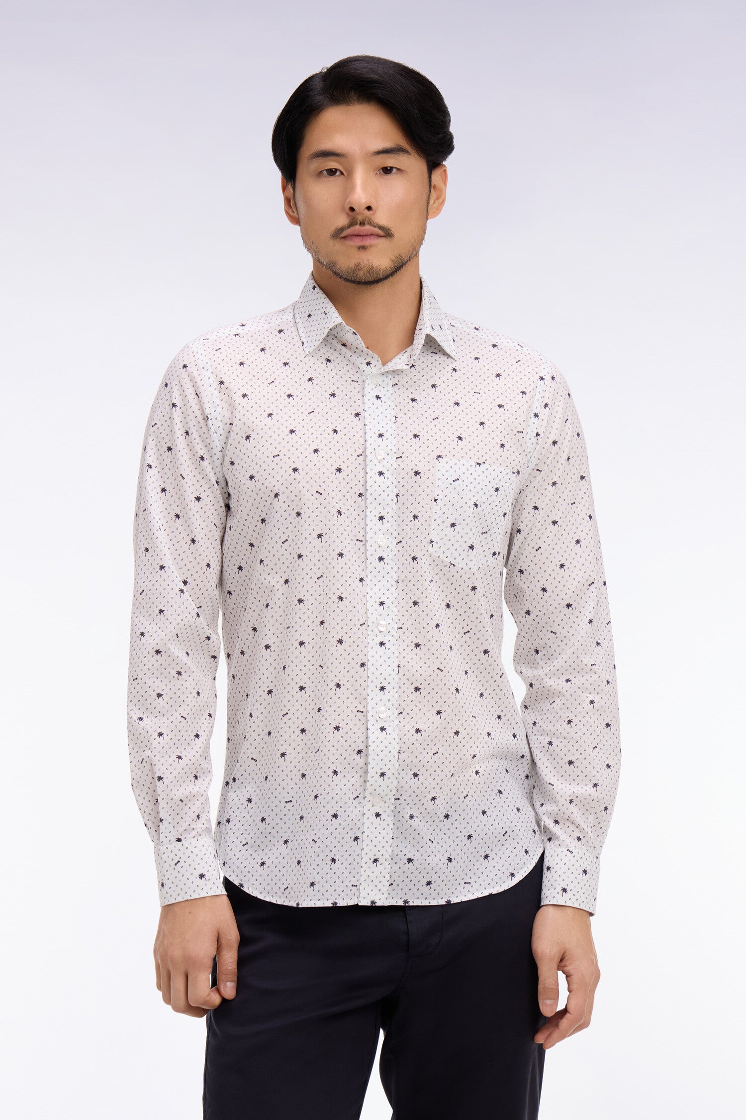Chemise en coton blanche à micromotifs coupe slim