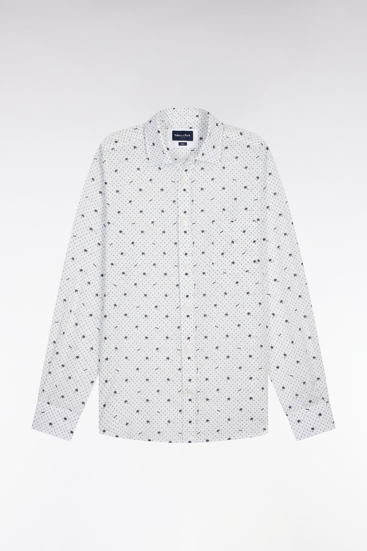 Chemise en coton blanche à micromotifs coupe slim