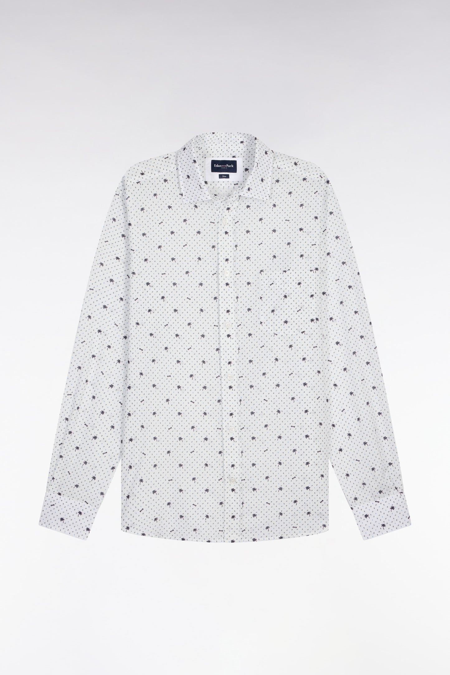 Chemise en coton blanche à micromotifs coupe slim