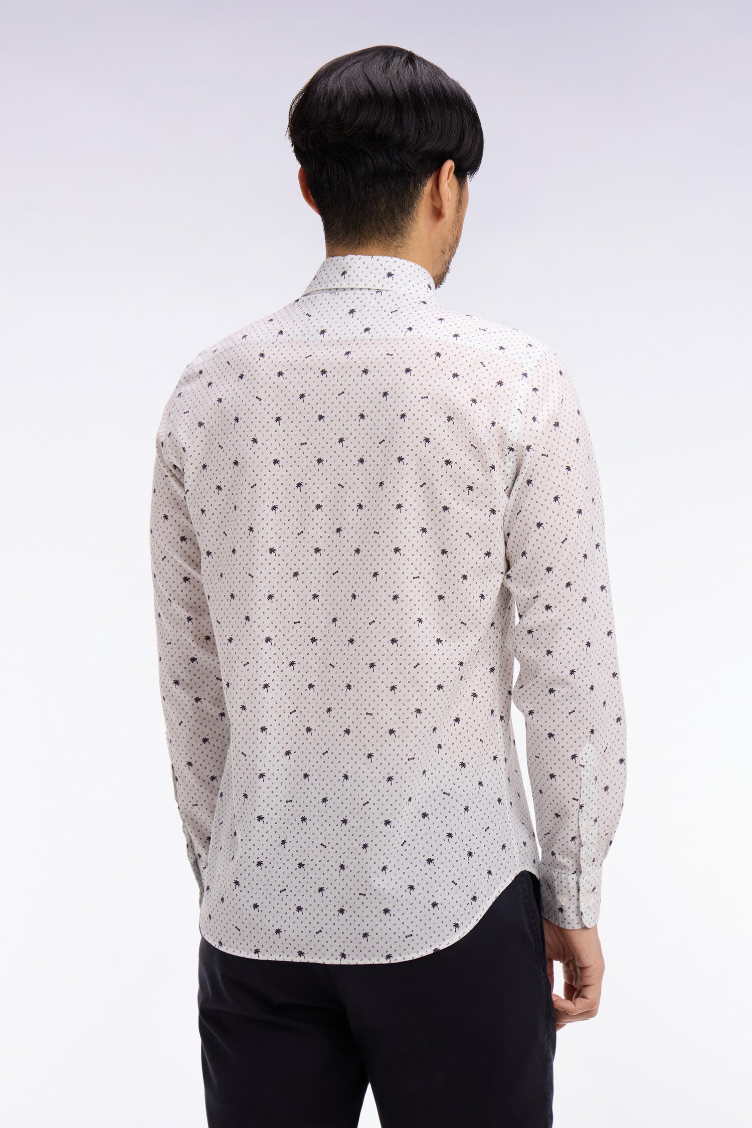 Chemise en coton blanche à micromotifs coupe slim