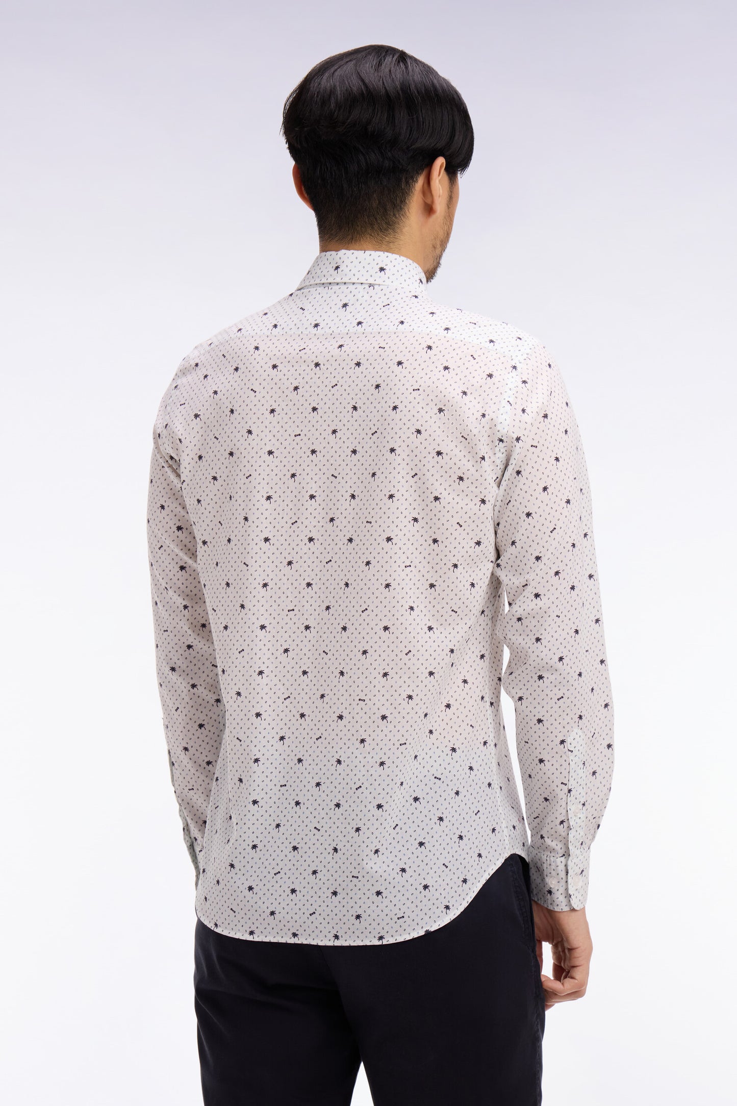 Chemise en coton blanche à micromotifs coupe slim