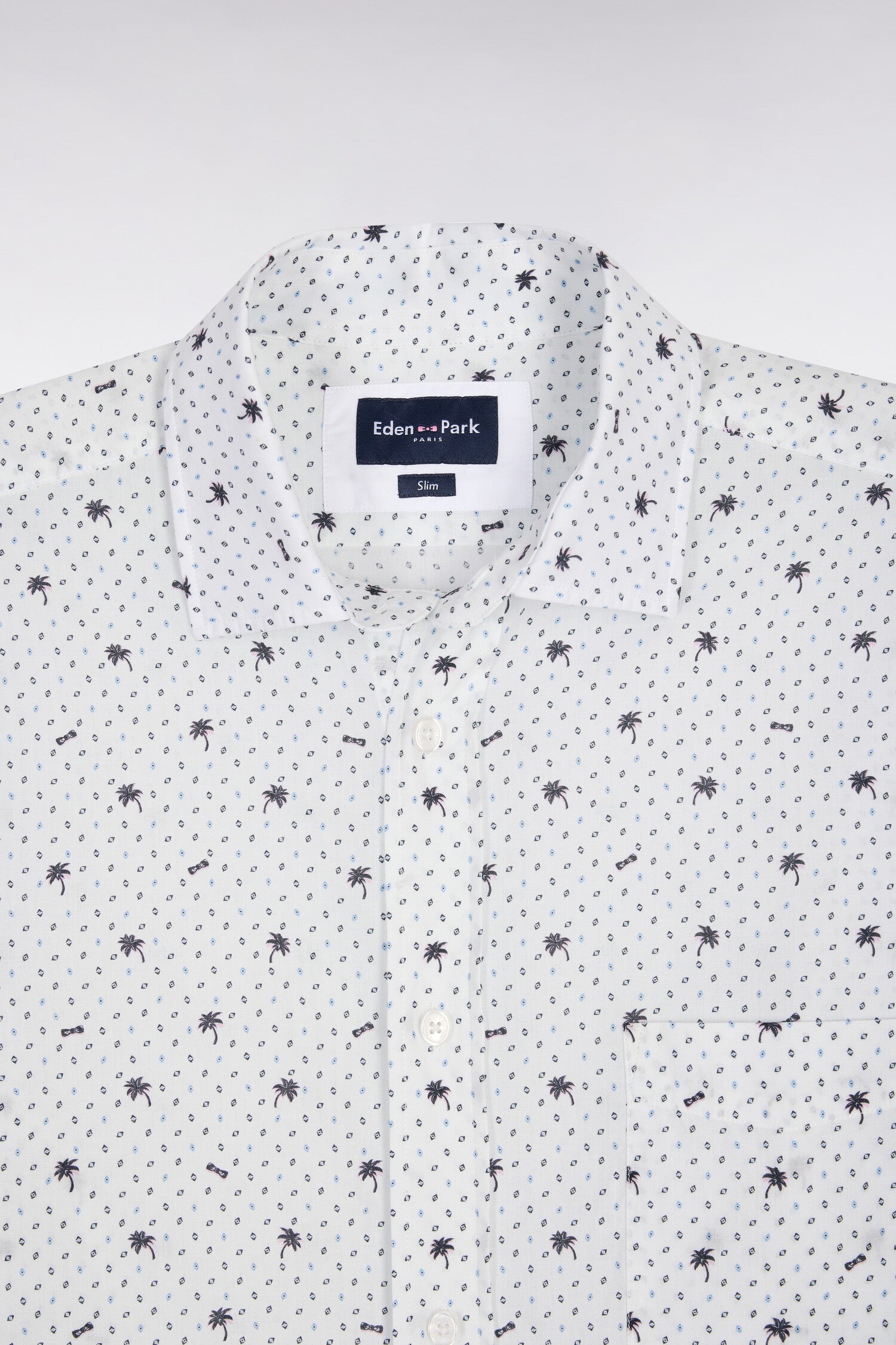 Chemise en coton blanche à micromotifs coupe slim